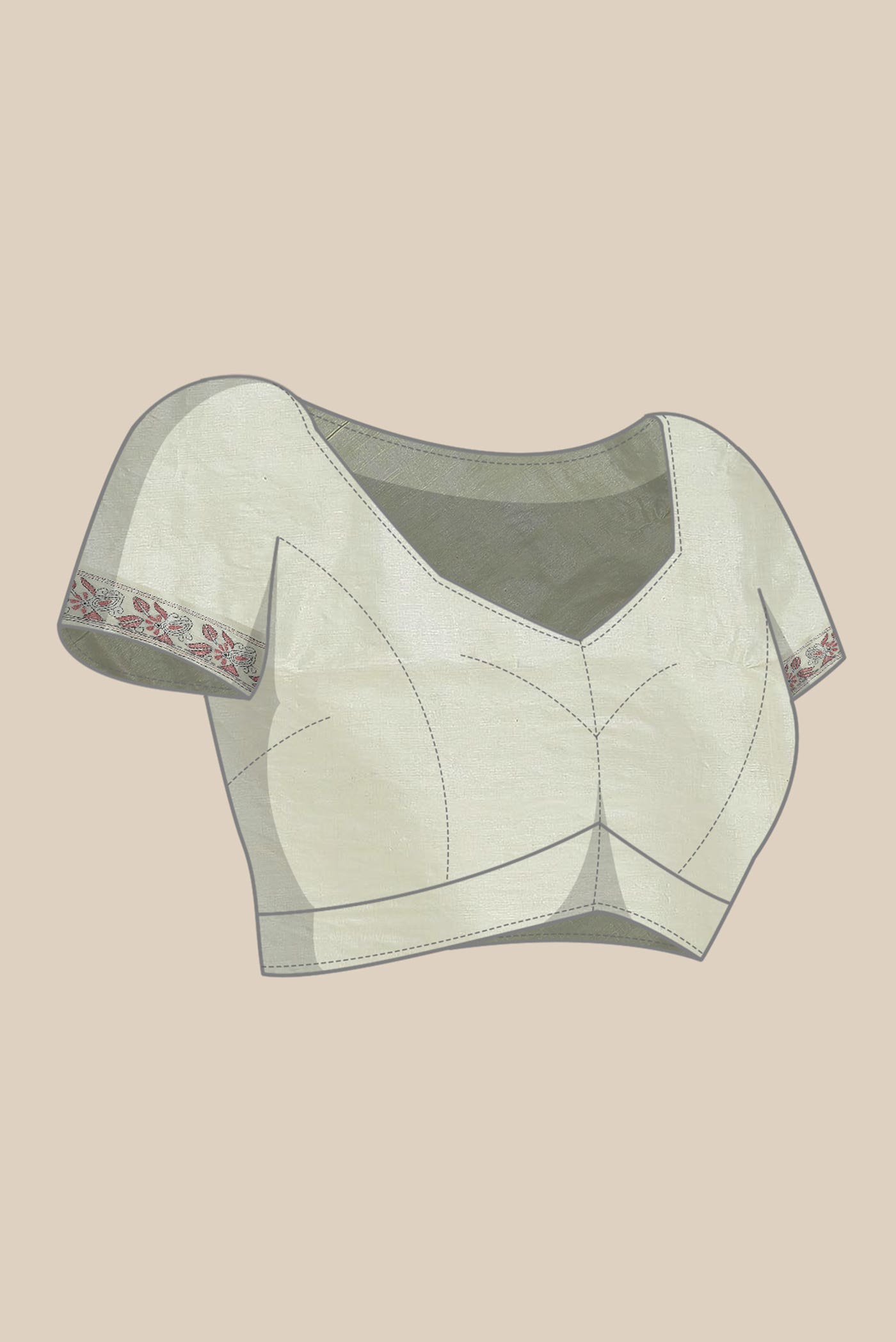 Cream Tussar Silk Saree