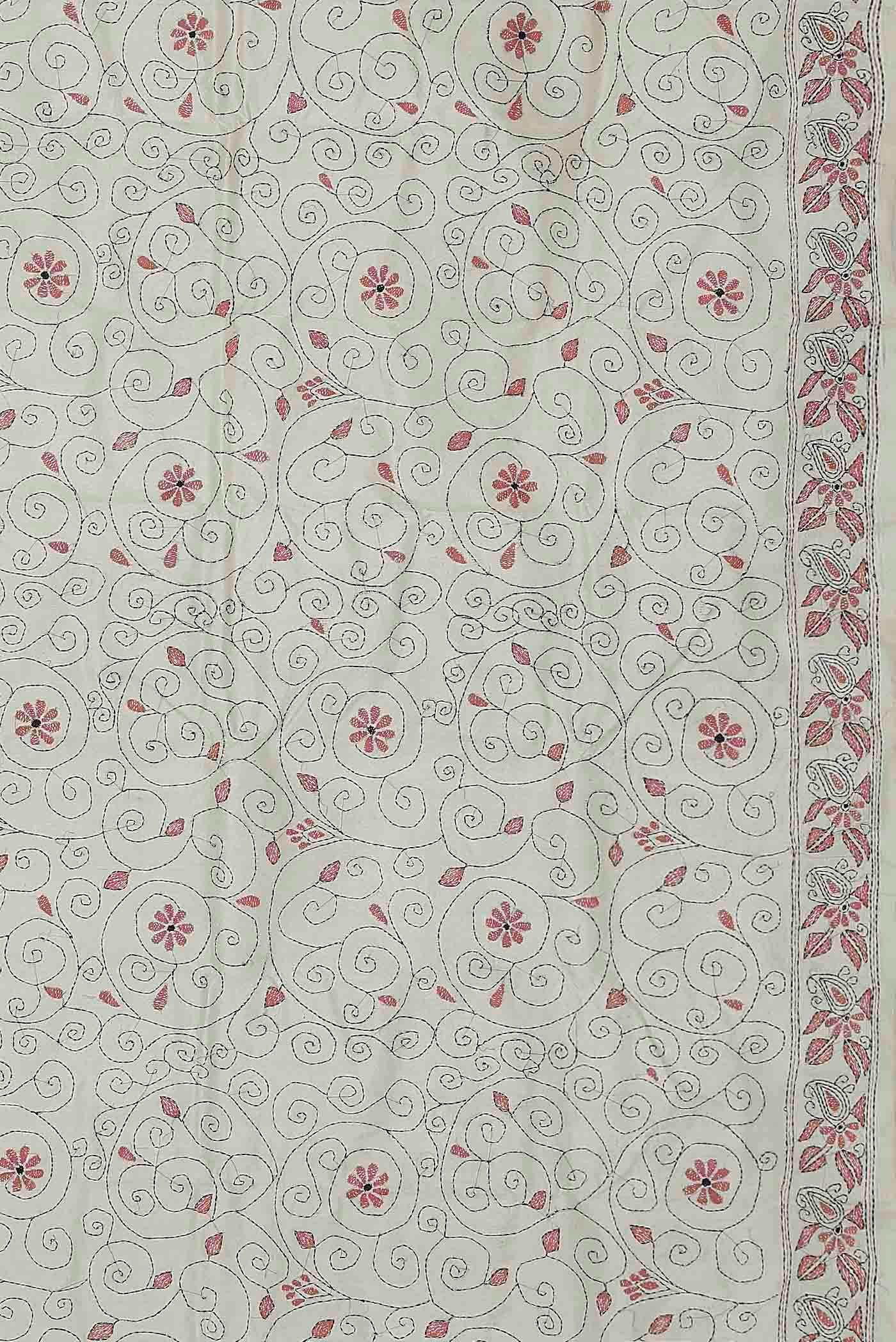 Cream Tussar Silk Saree