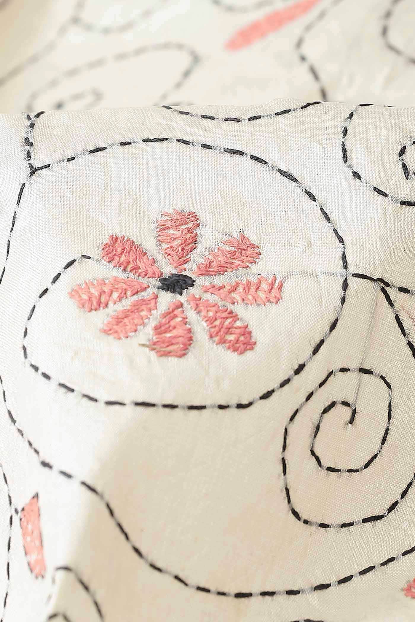 Cream Tussar Silk Saree