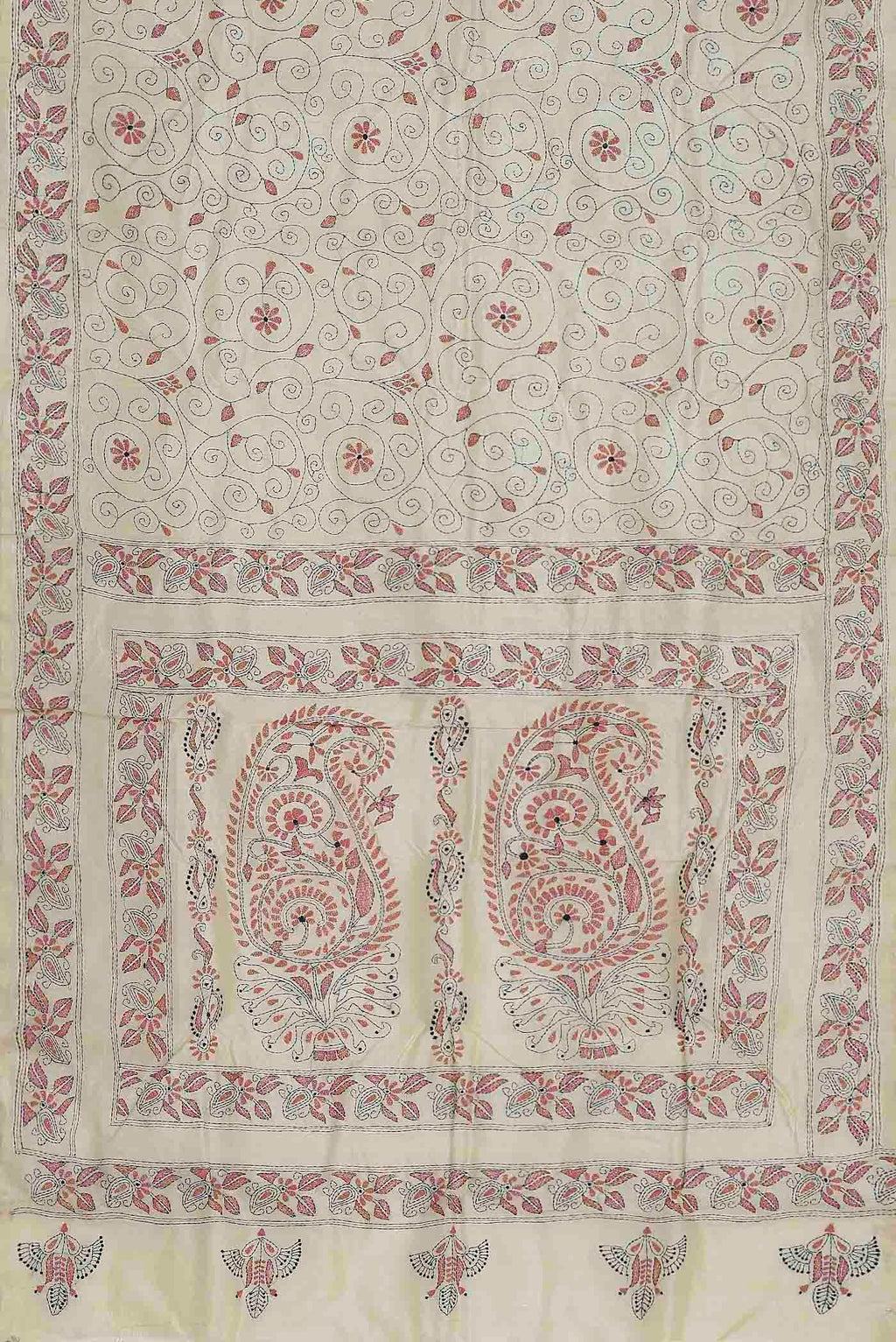 Cream Tussar Silk Saree