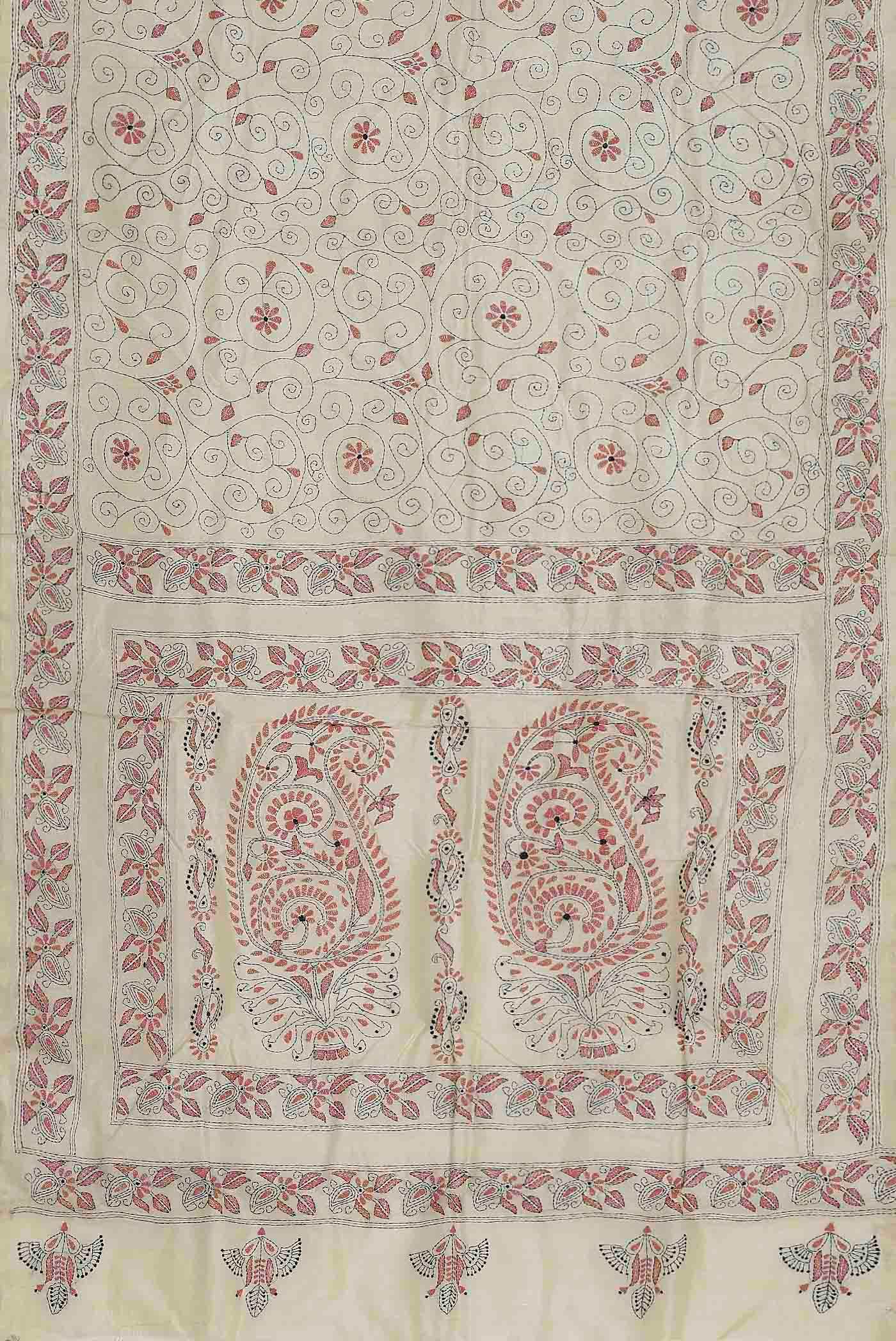 Cream Tussar Silk Saree