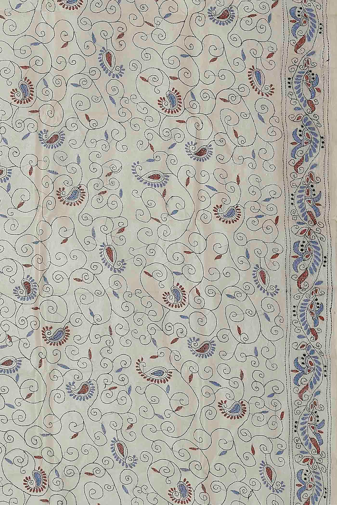 Cream Tussar Silk Saree