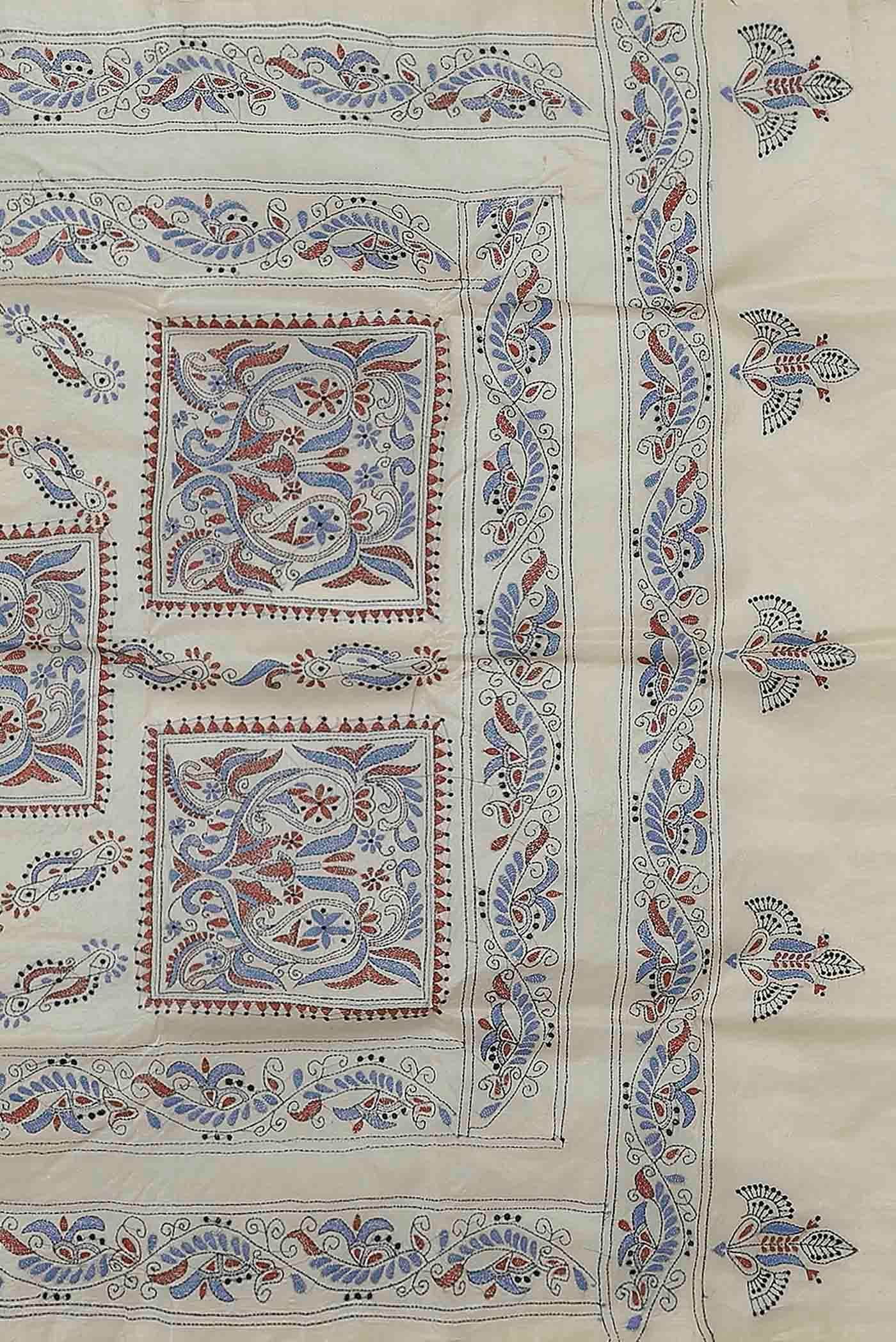 Cream Tussar Silk Saree
