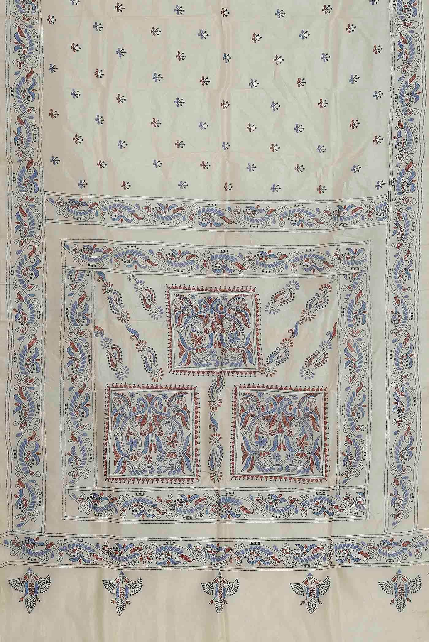 Cream Tussar Silk Saree