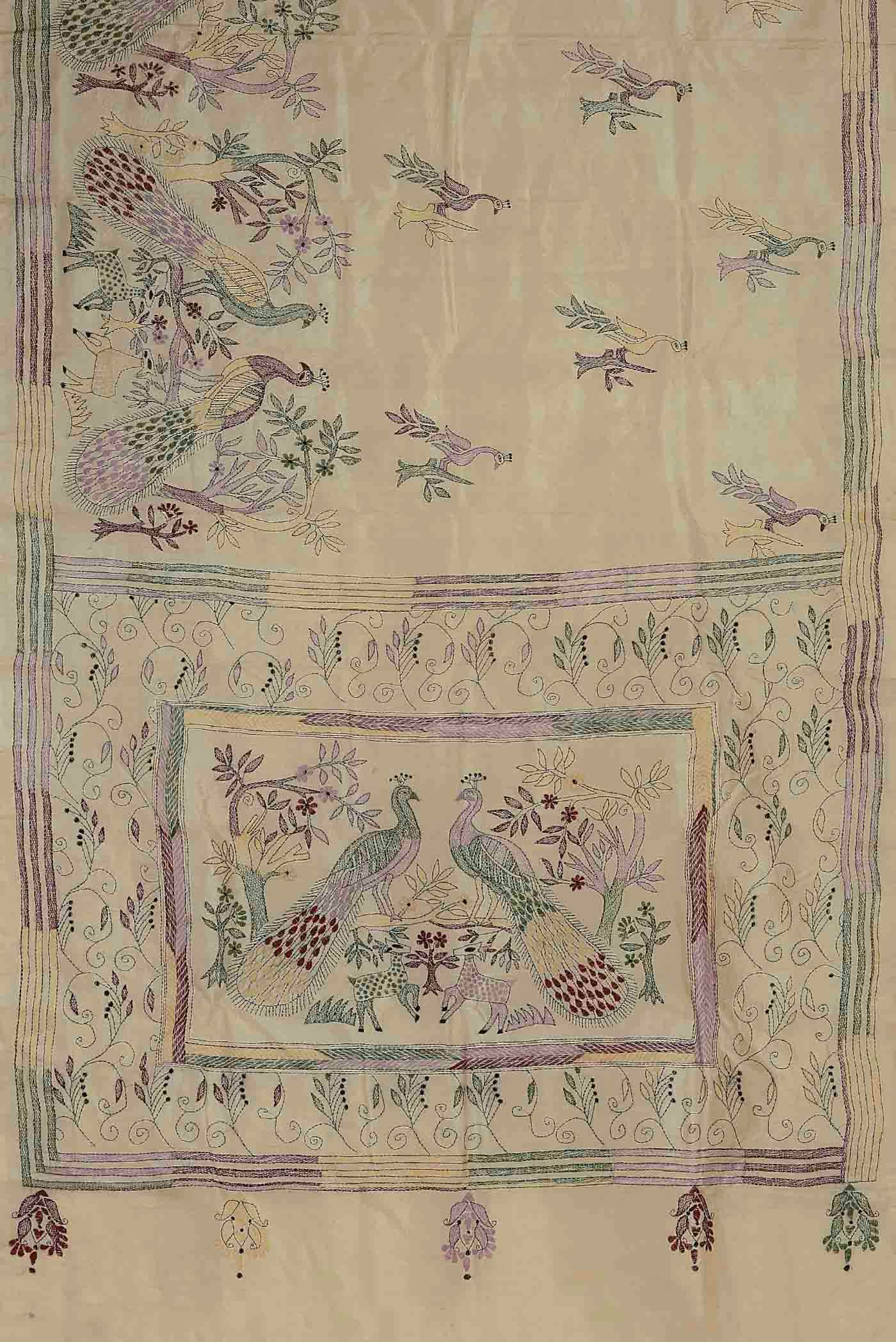 White Bhagalpuri Tussar Silk Saree