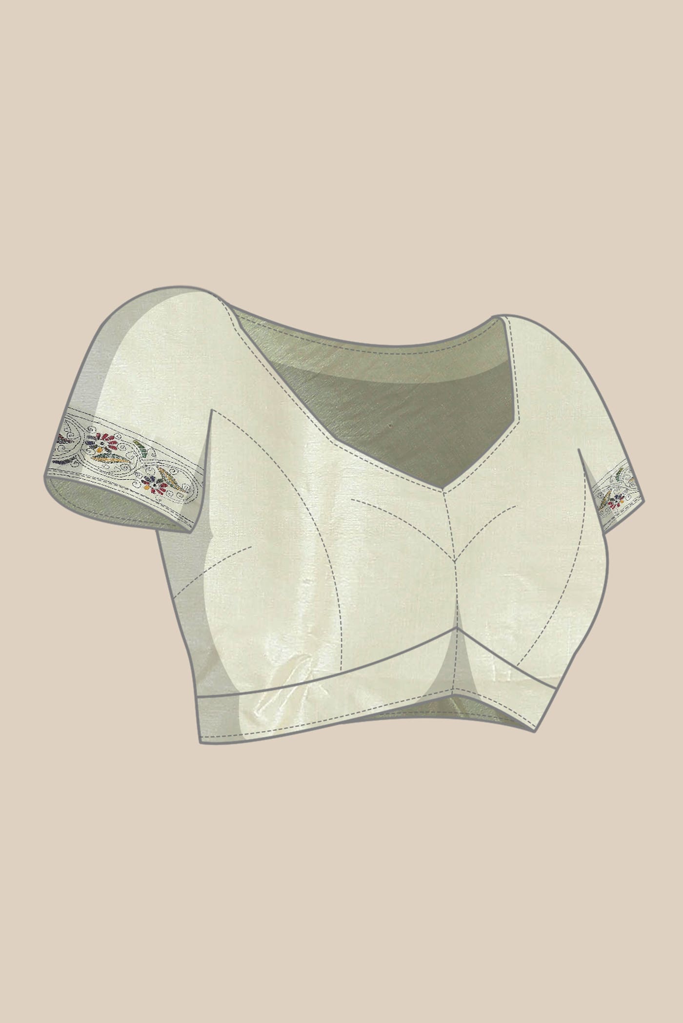 Cream Tussar Silk Saree