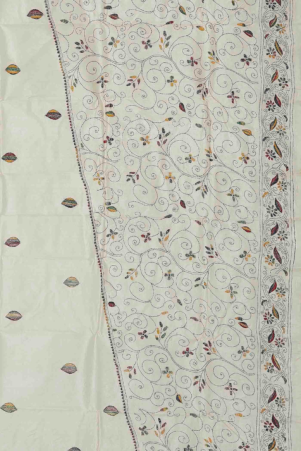 Cream Tussar Silk Saree