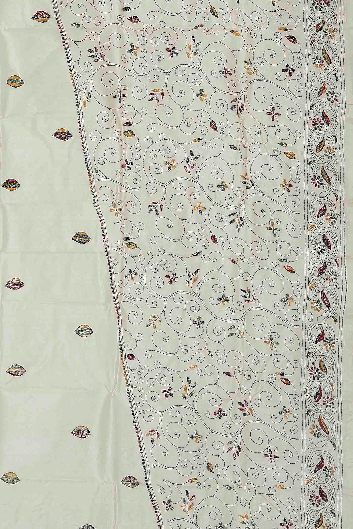 Cream Tussar Silk Saree