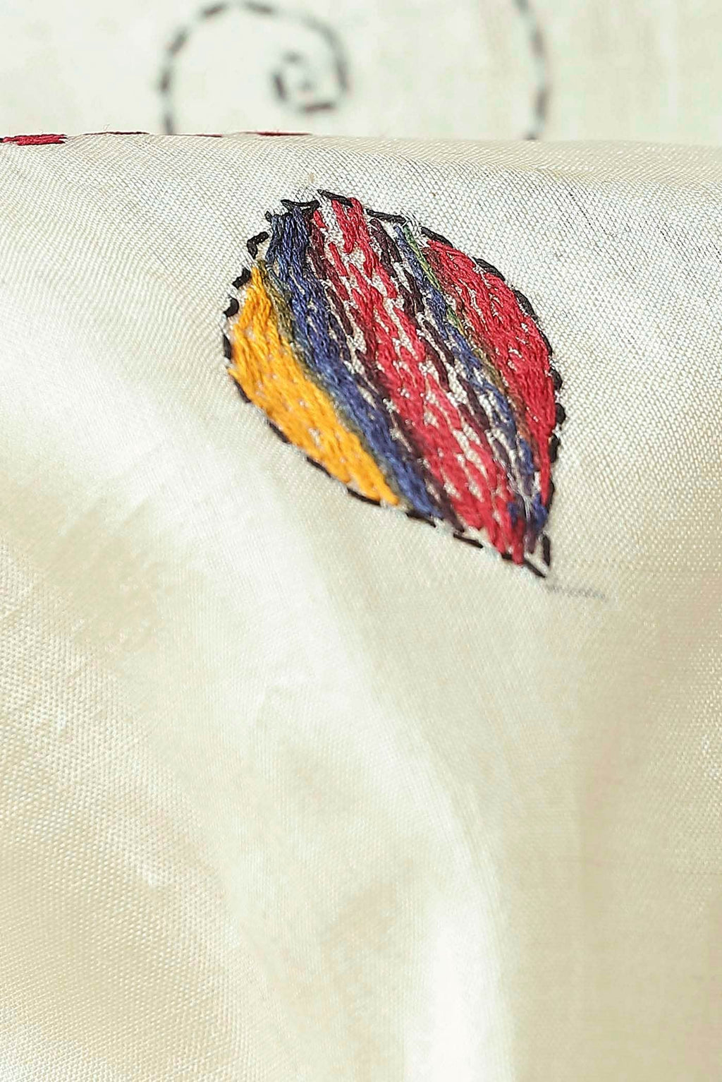 Cream Tussar Silk Saree
