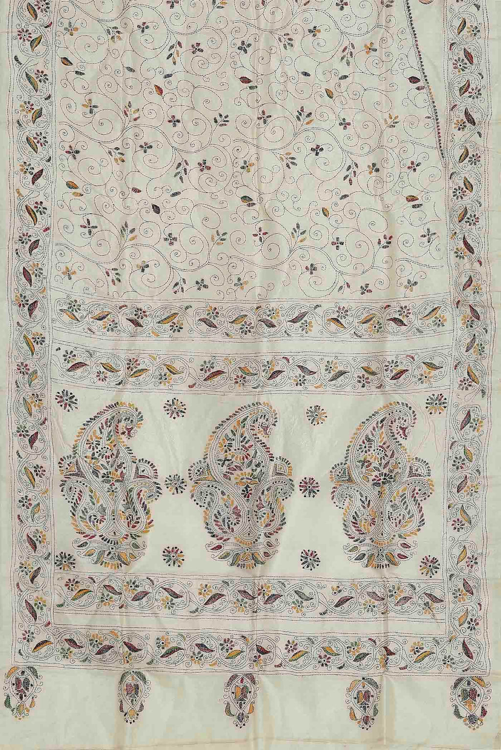 Cream Tussar Silk Saree