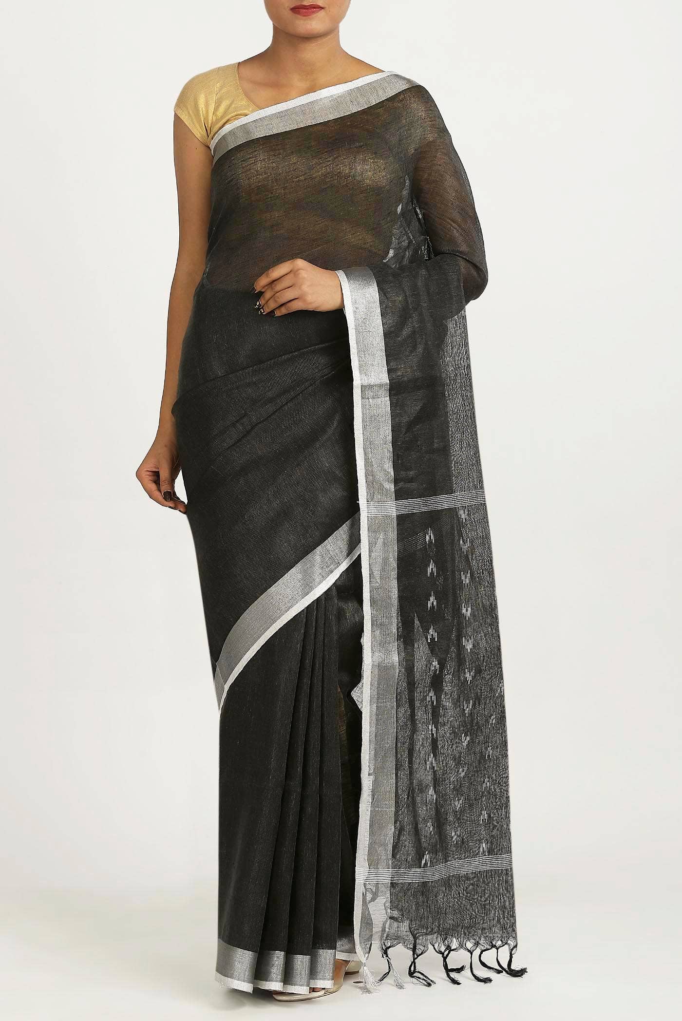 Black Linen Saree