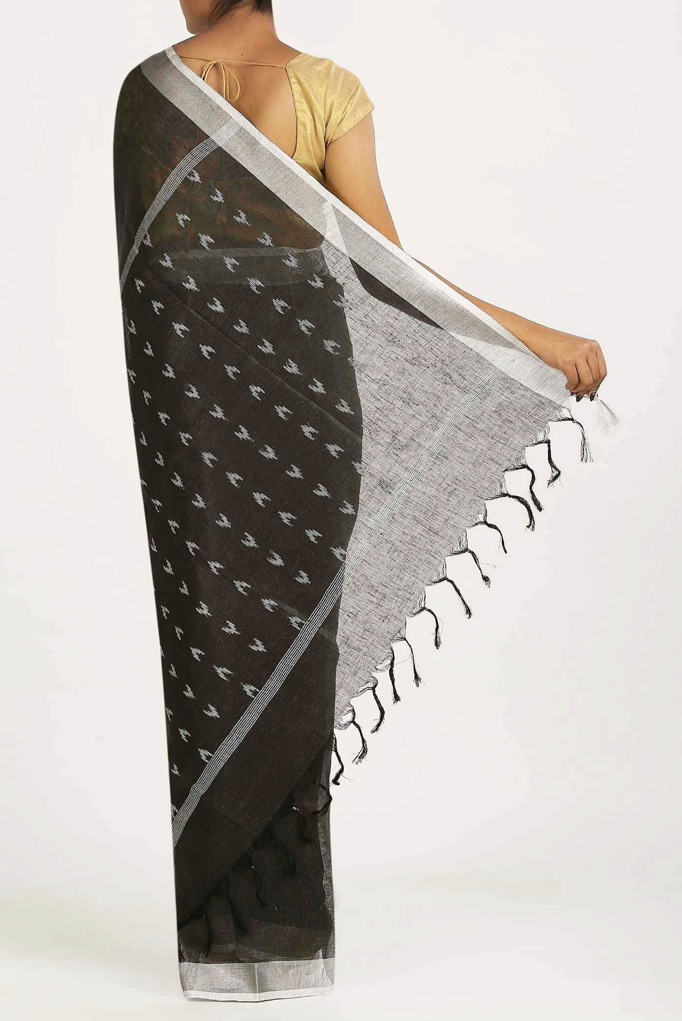 Black Linen Saree