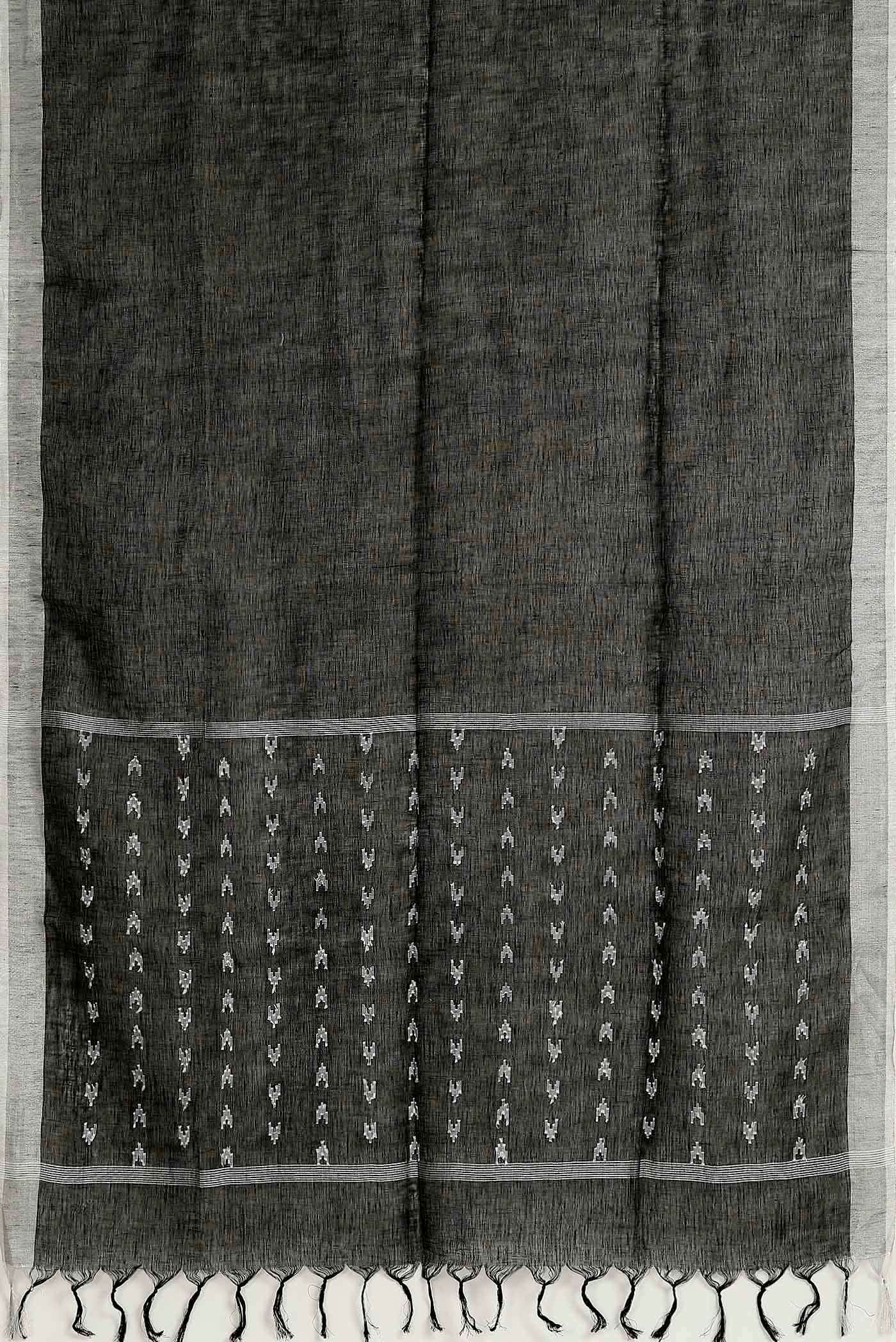 Black Linen Saree