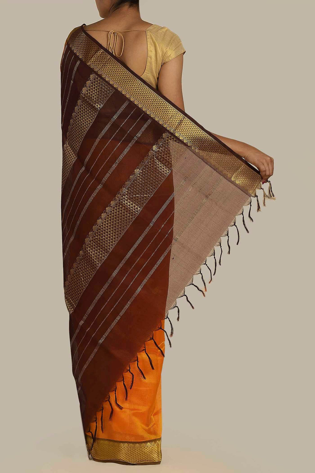 Orange Silk Cotton Saree