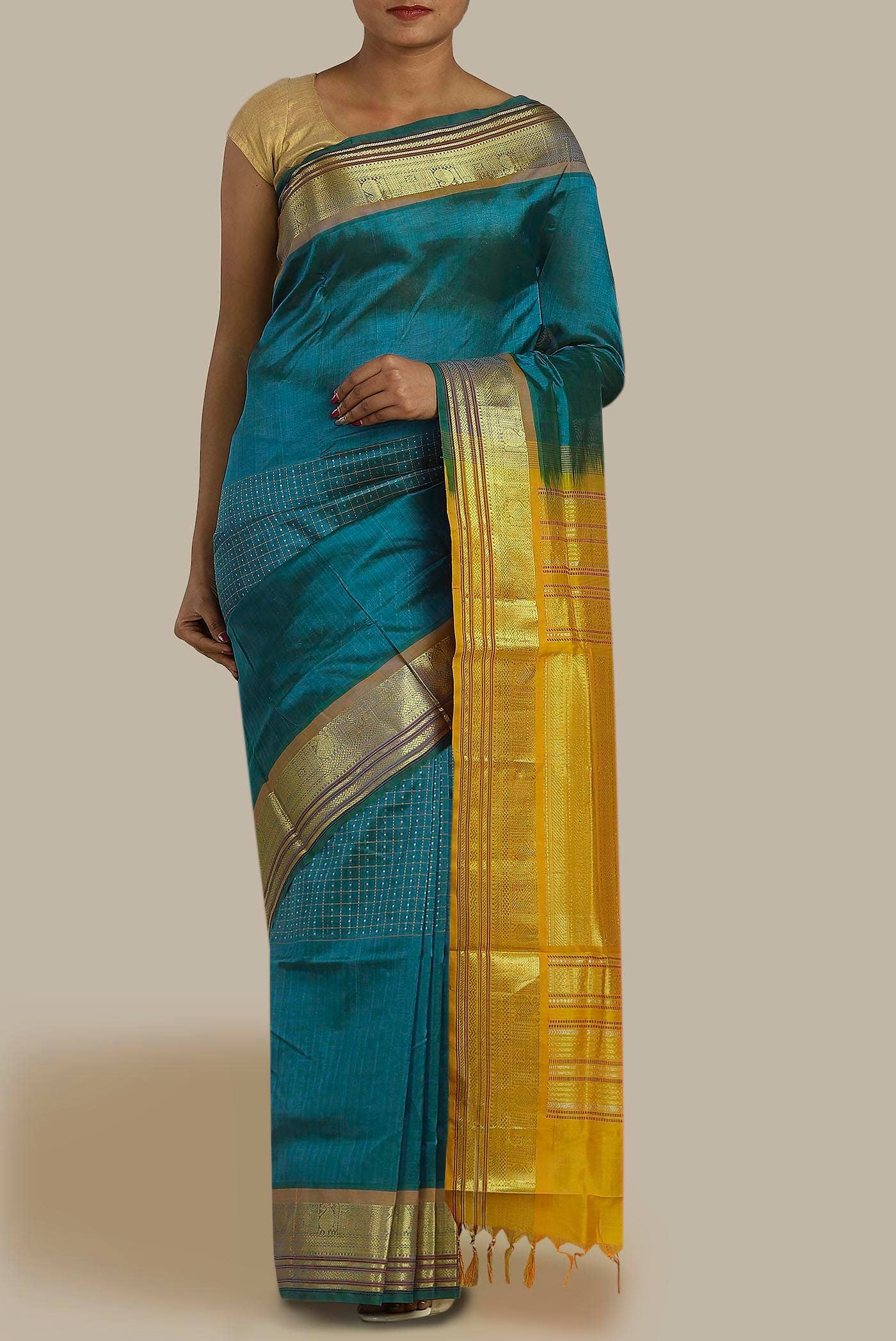 Blue Silk Cotton Saree