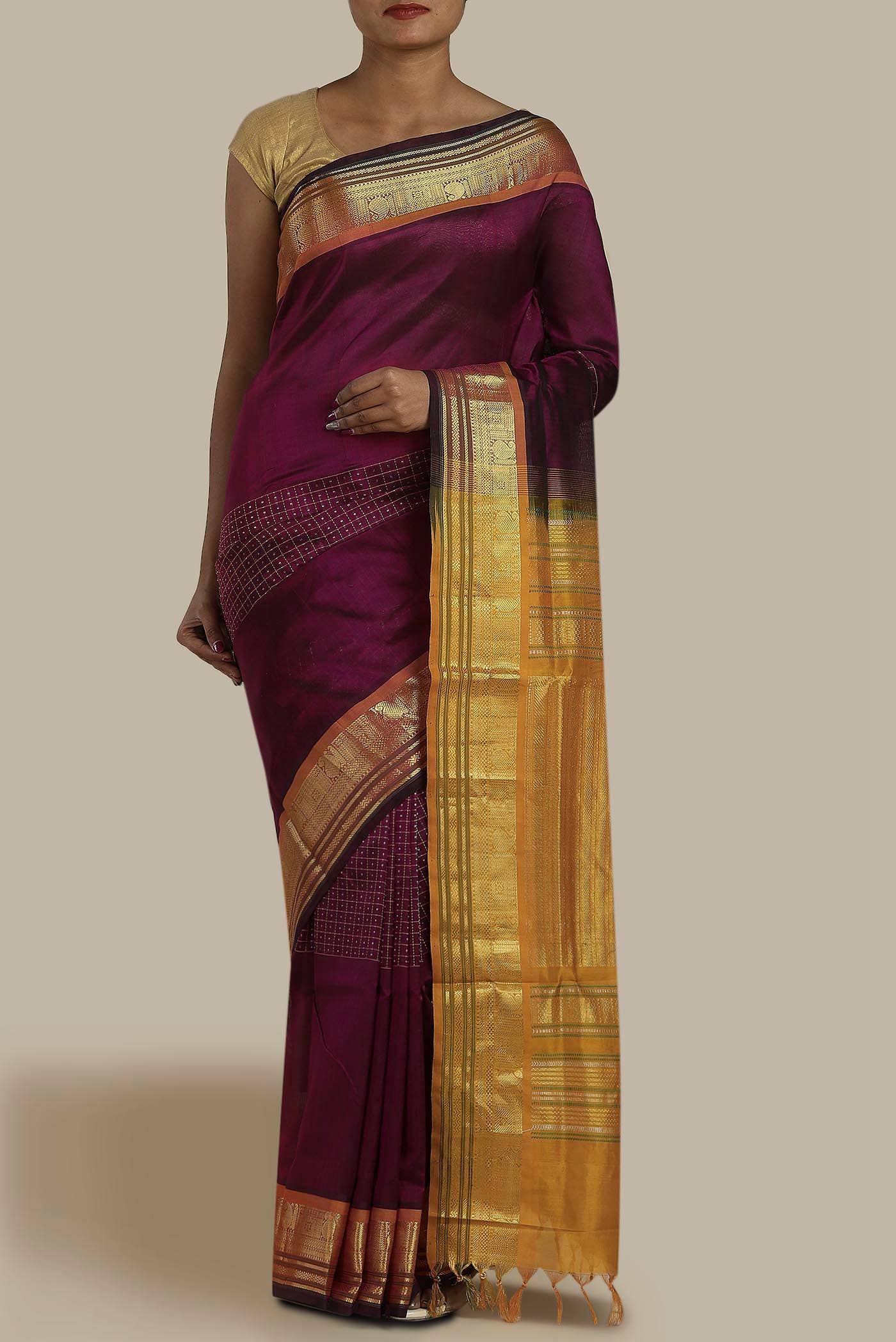 Maroon Silk Cotton Saree