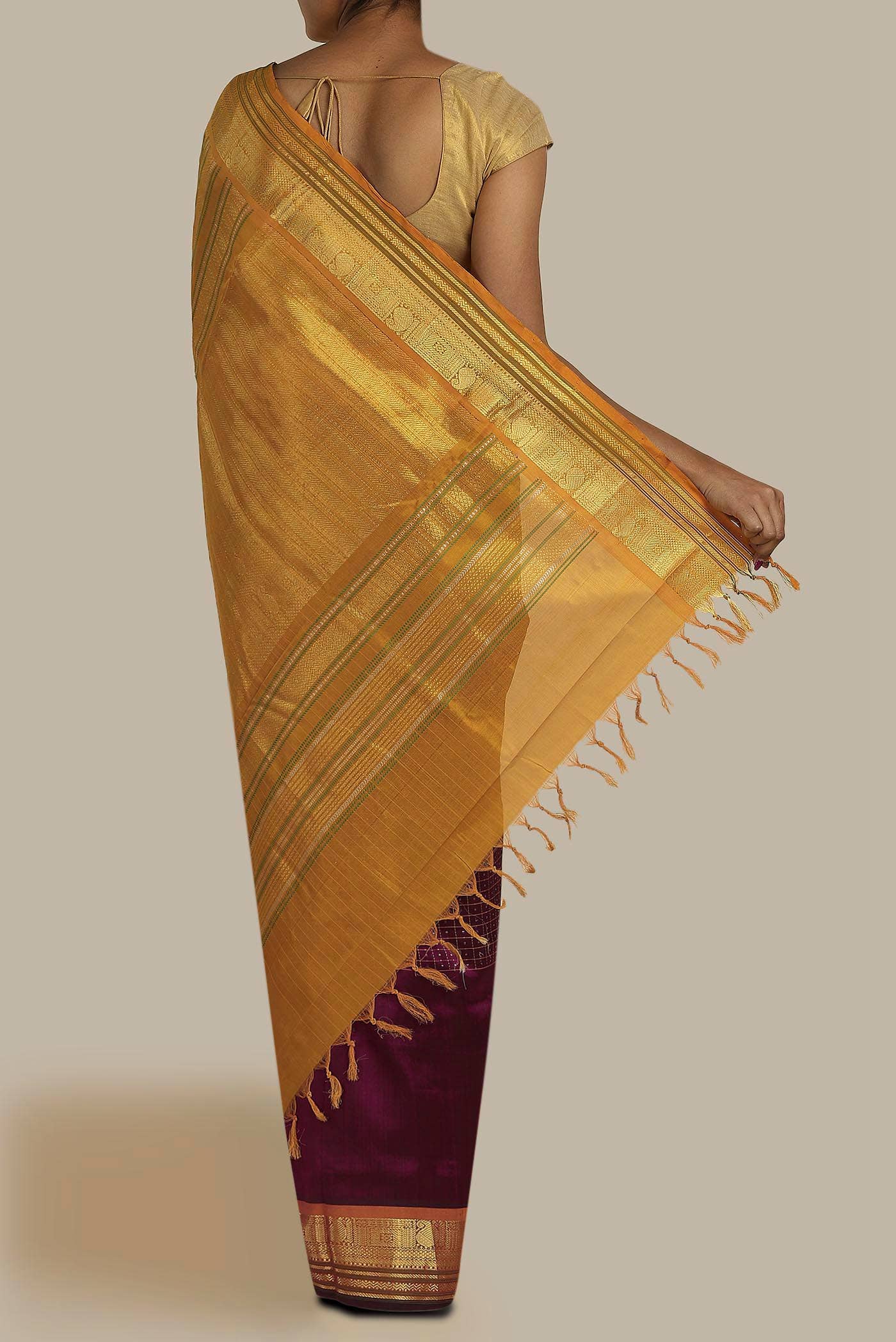 Maroon Silk Cotton Saree