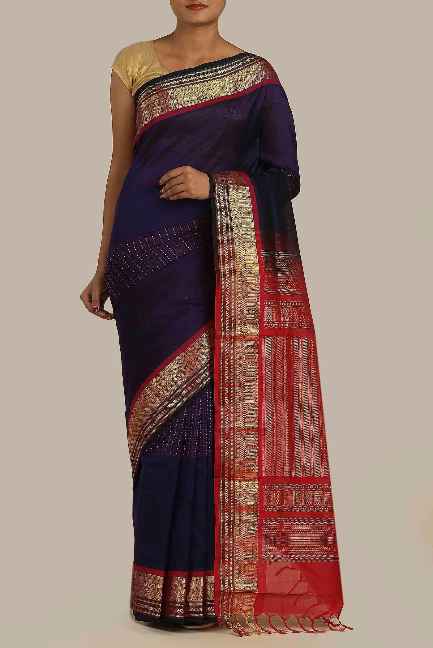 Blue Silk Cotton Saree