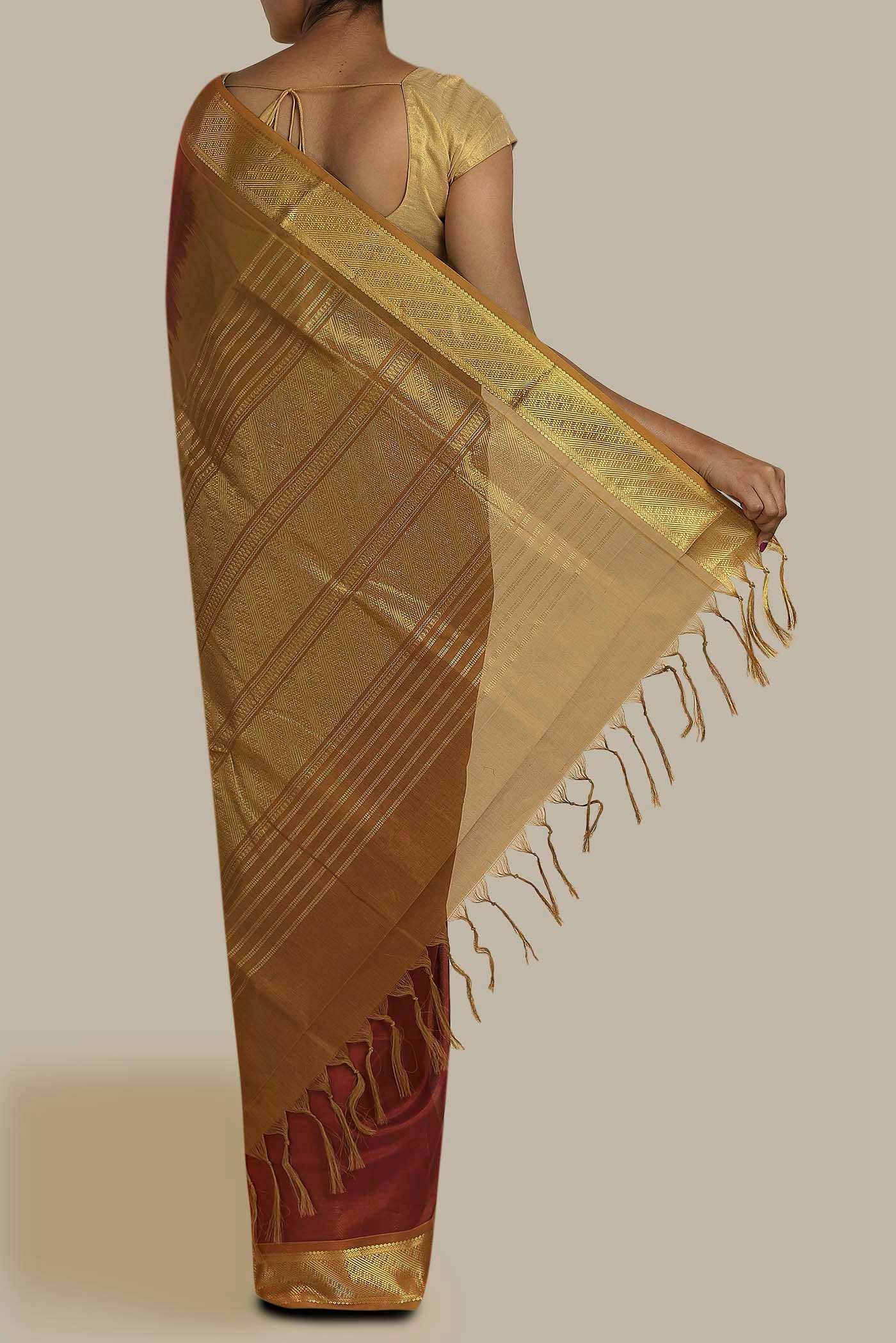 Rust Silk Cotton Saree