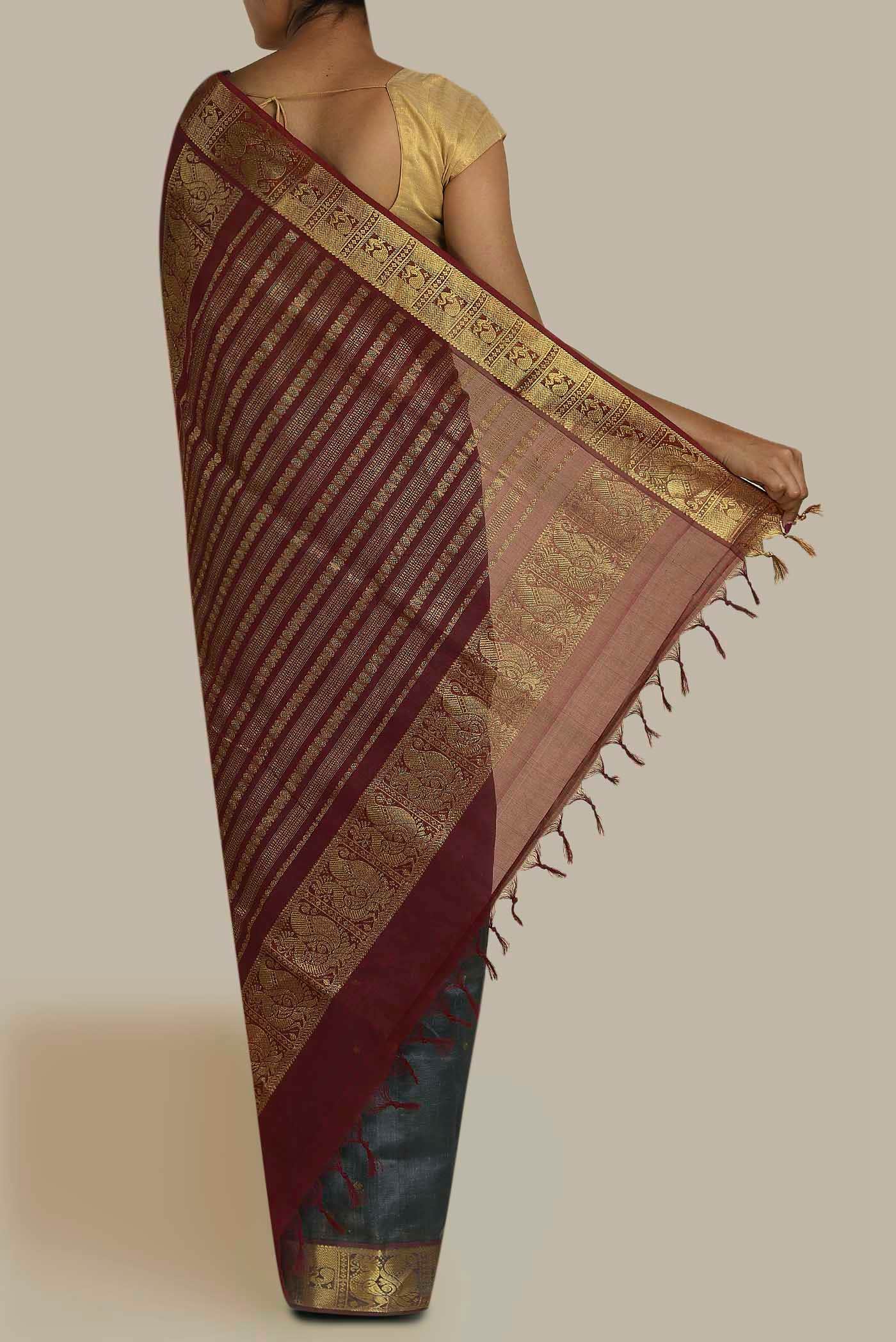 Grey Silk Cotton Saree