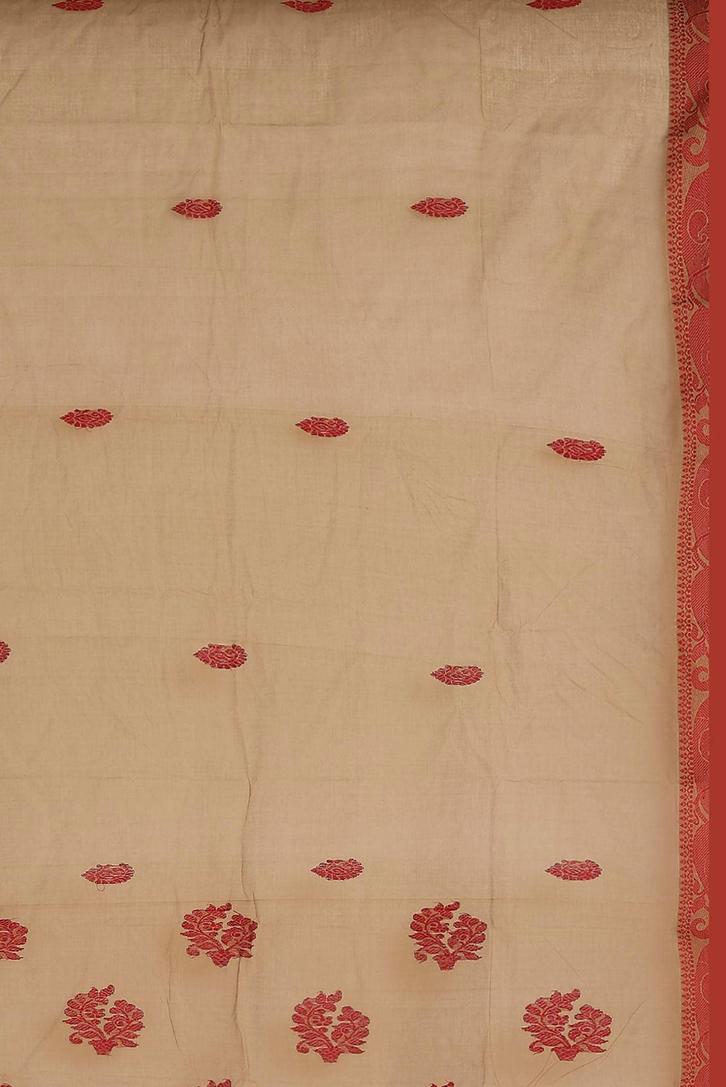 Beige Bengal Cotton Saree