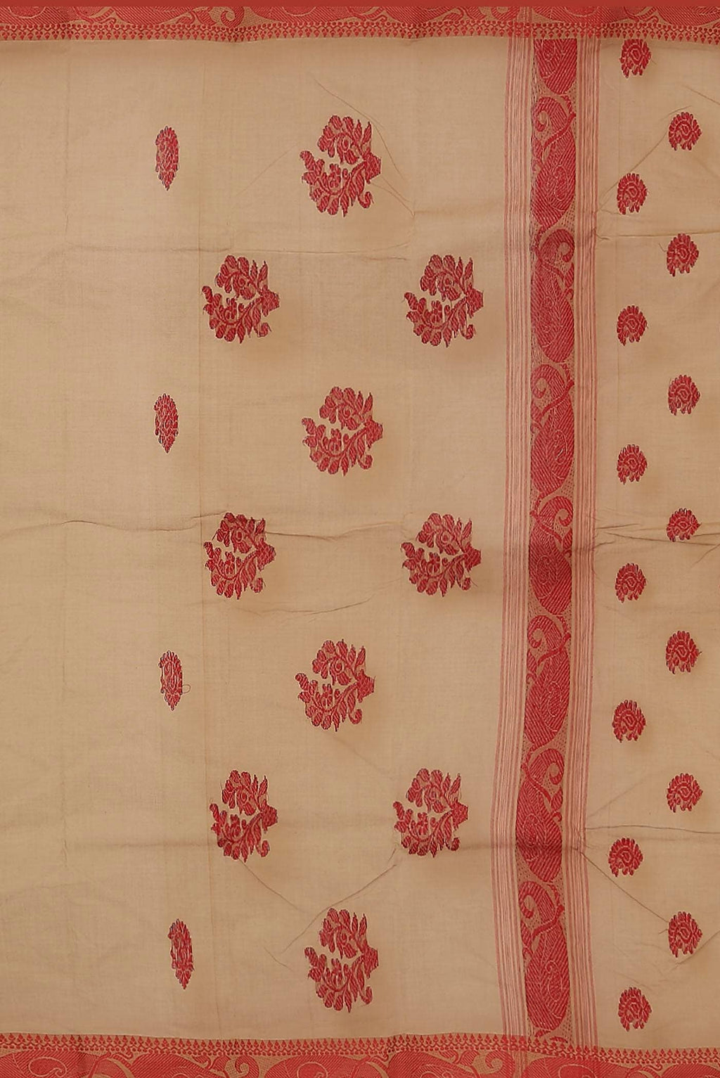 Beige Bengal Cotton Saree