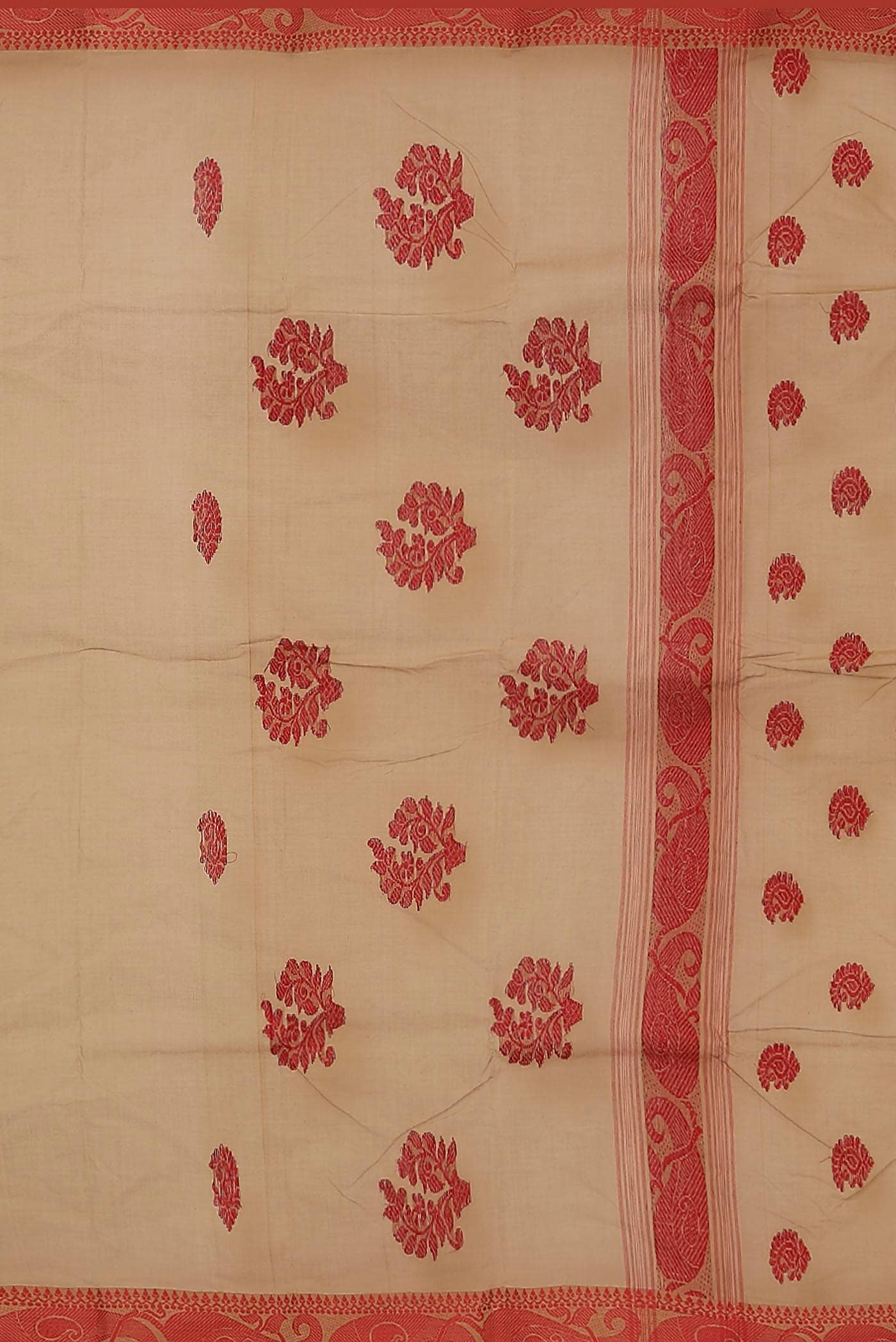Beige Bengal Cotton Saree
