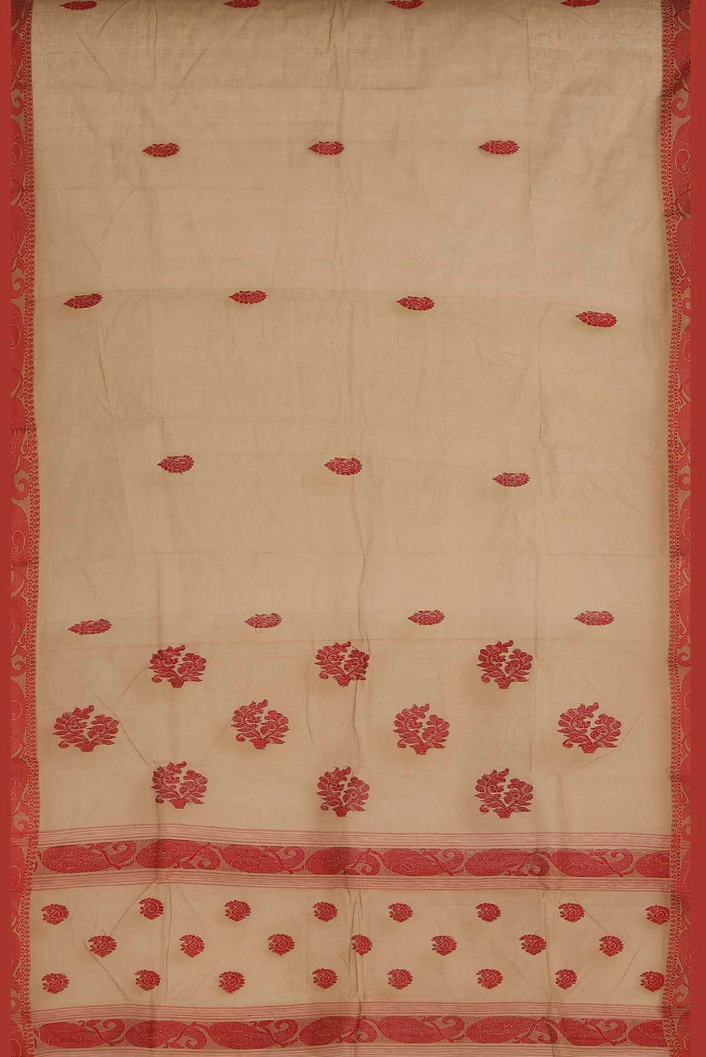 Beige Bengal Cotton Saree