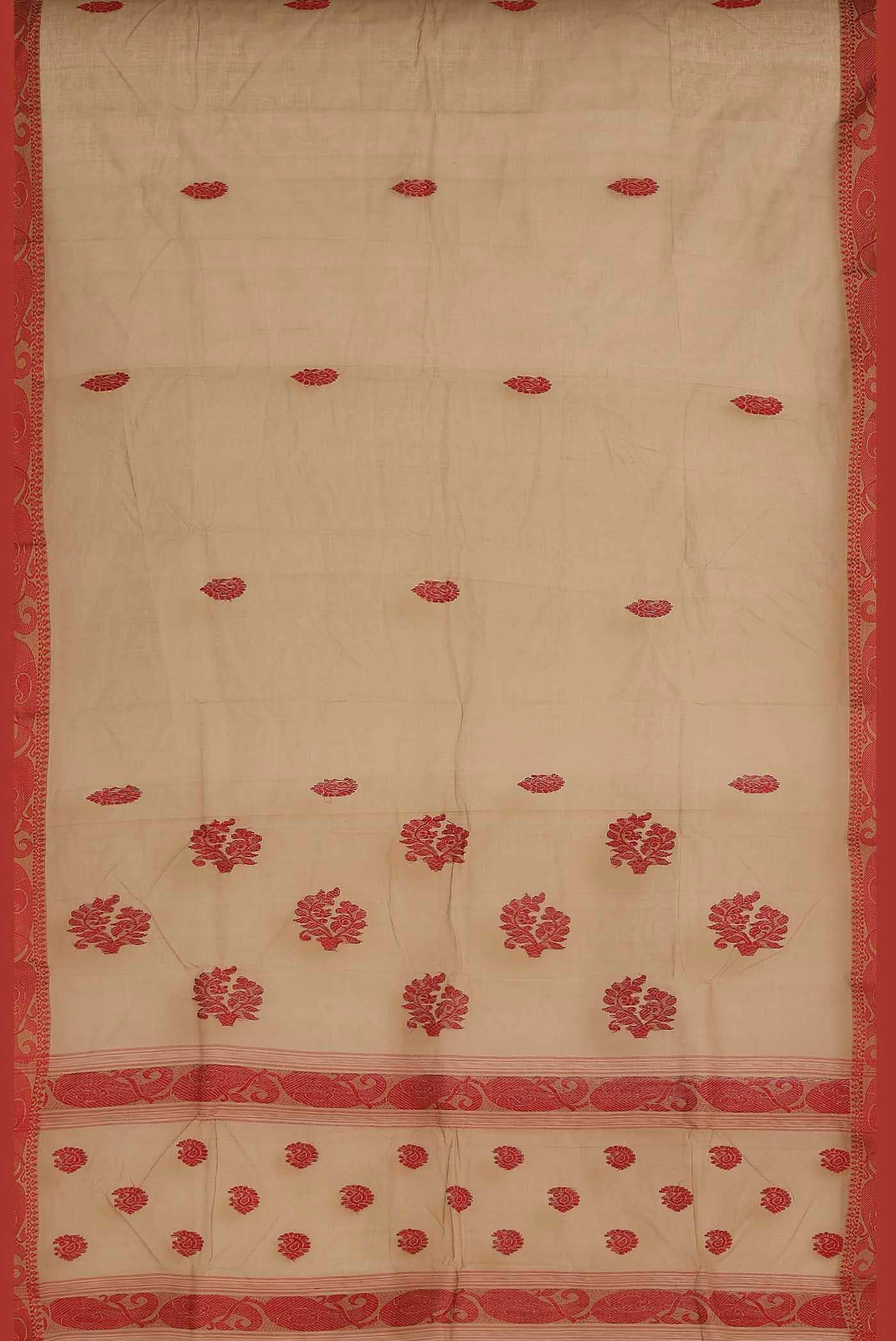 Beige Bengal Cotton Saree
