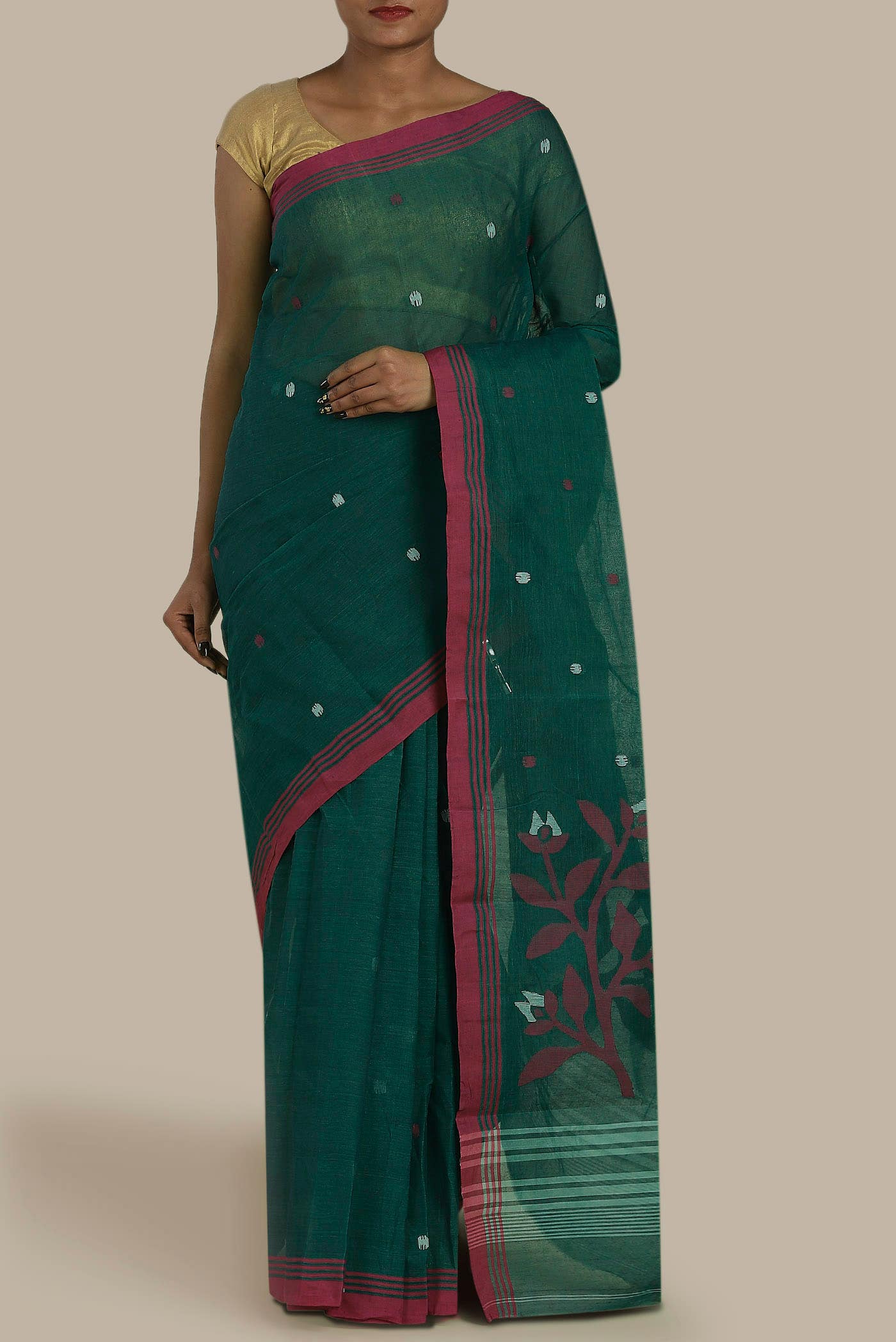 Green Bengal Cotton Saree