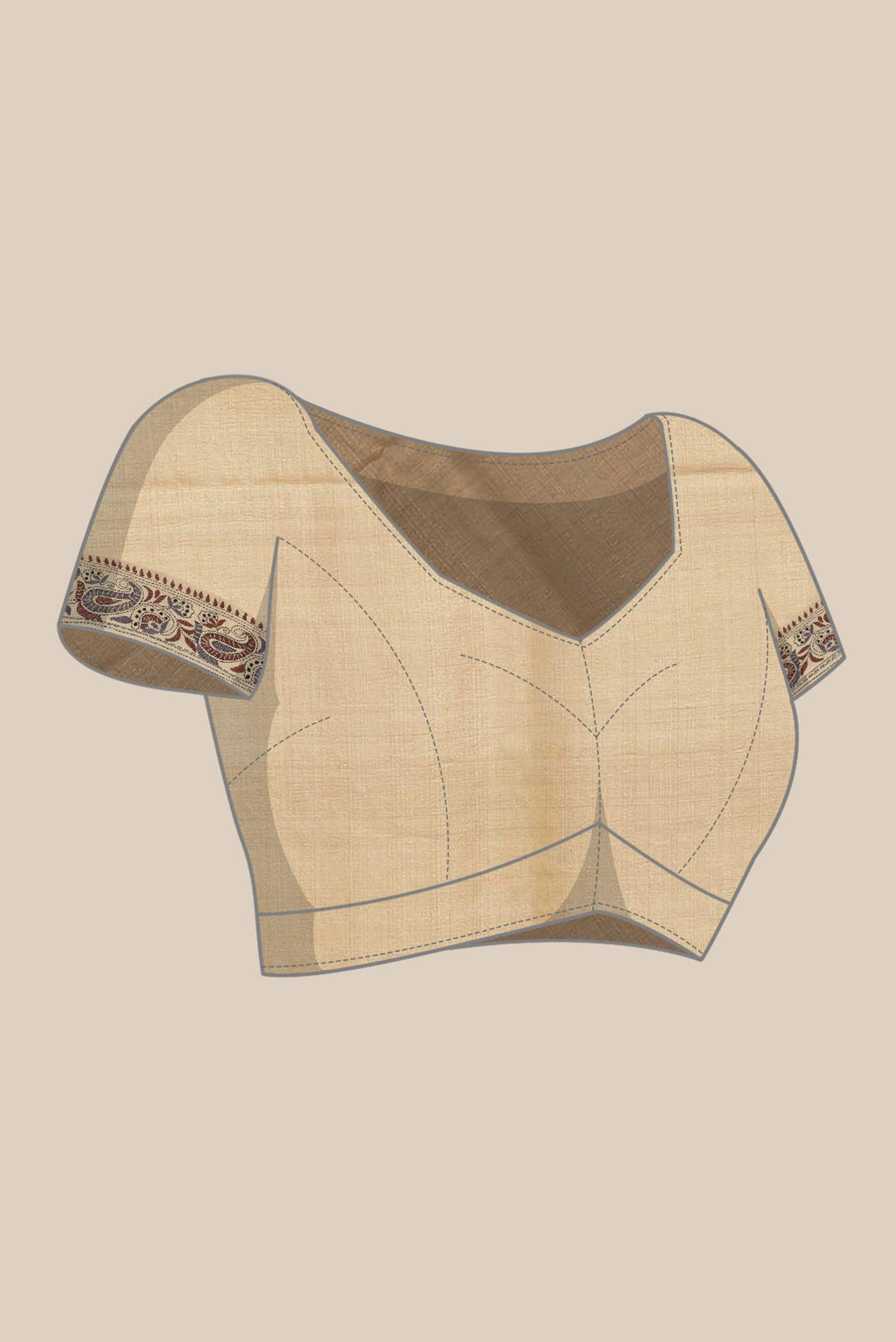 Beige Bhagalpuri Tussar Silk Saree