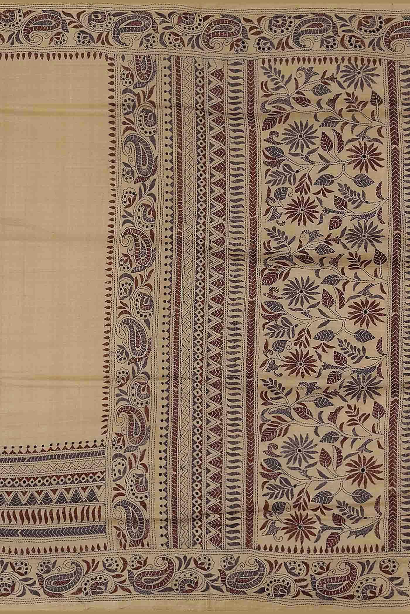 Beige Bhagalpuri Tussar Silk Saree