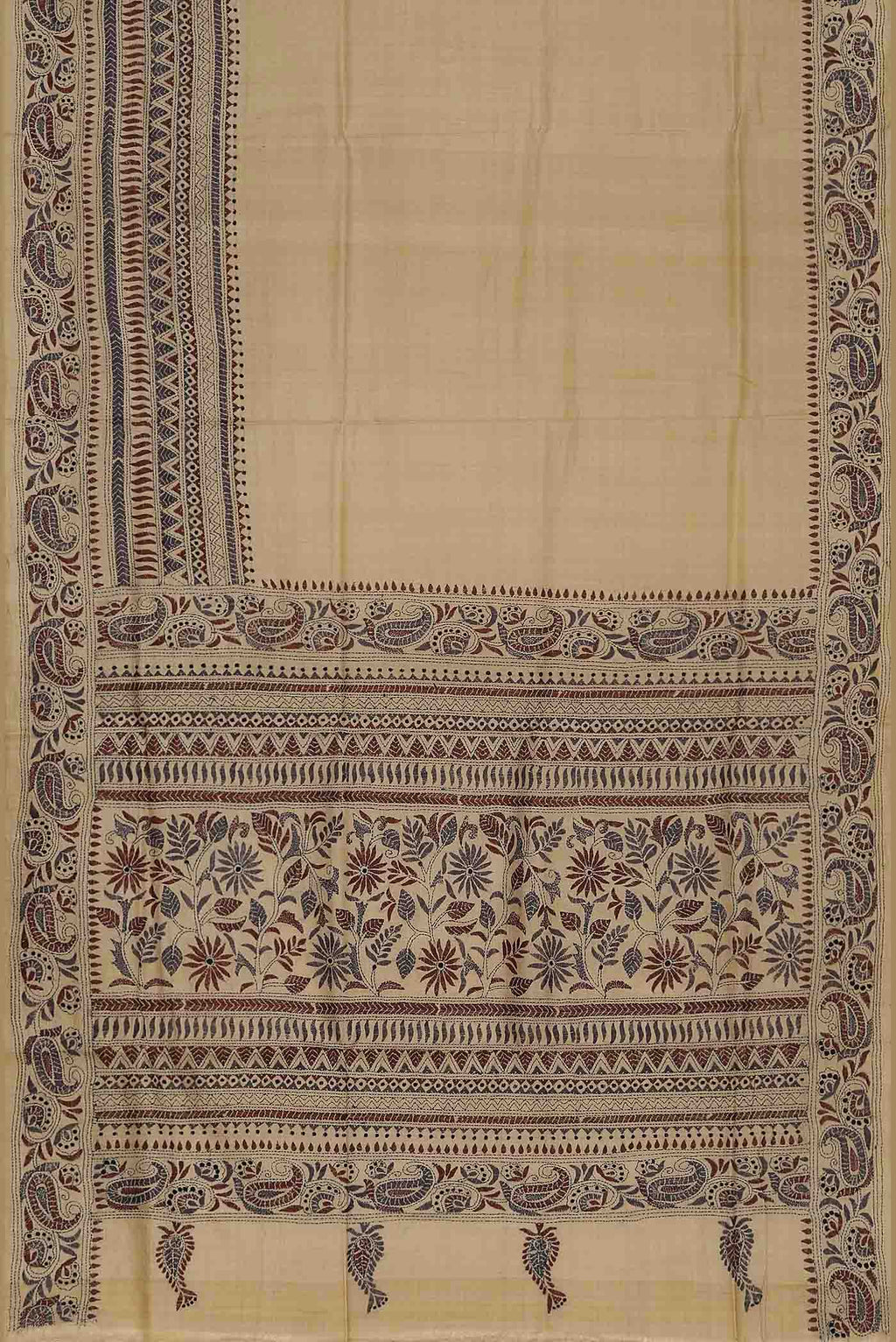 Beige Bhagalpuri Tussar Silk Saree