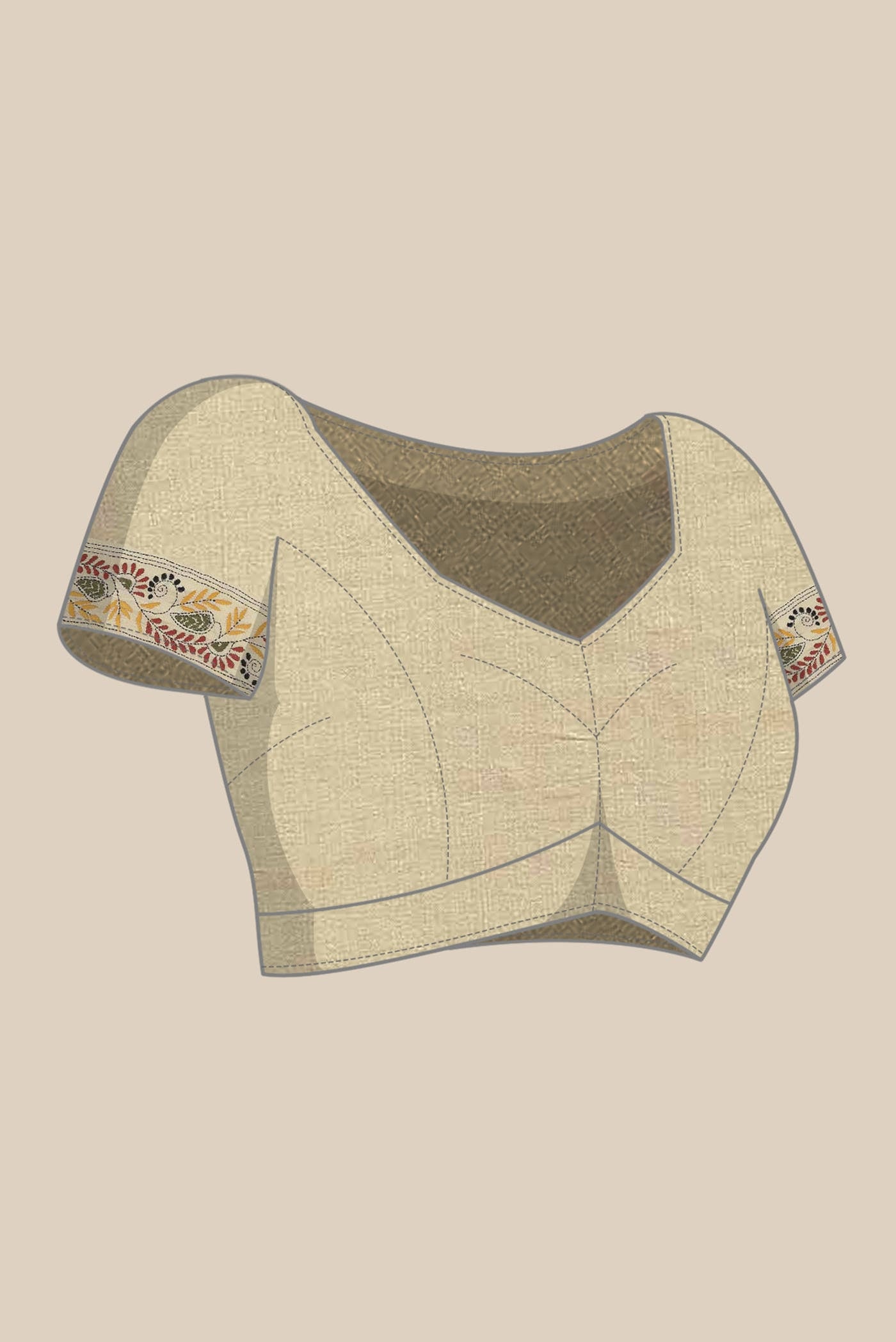 Beige Tussar Silk Saree