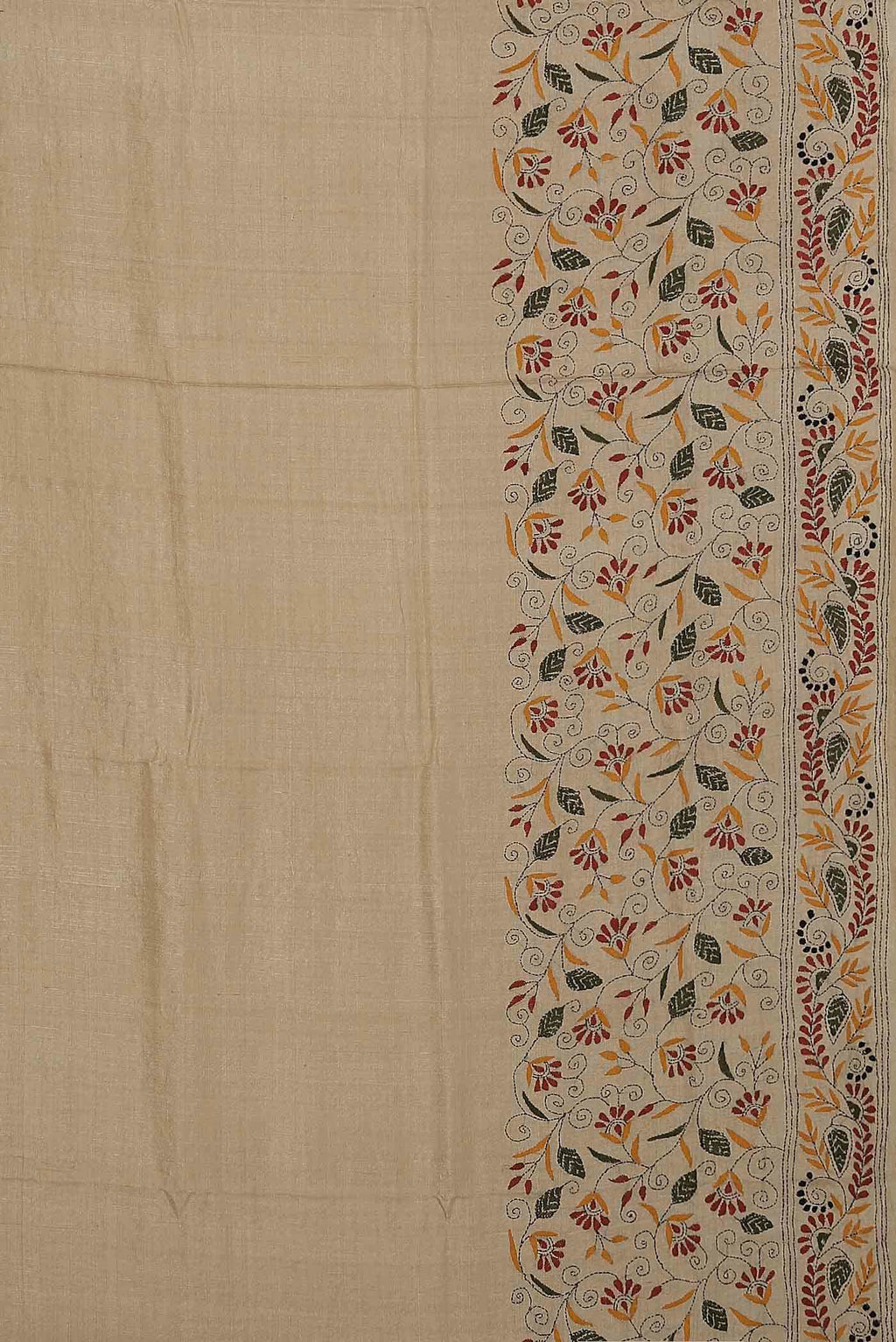 Beige Tussar Silk Saree