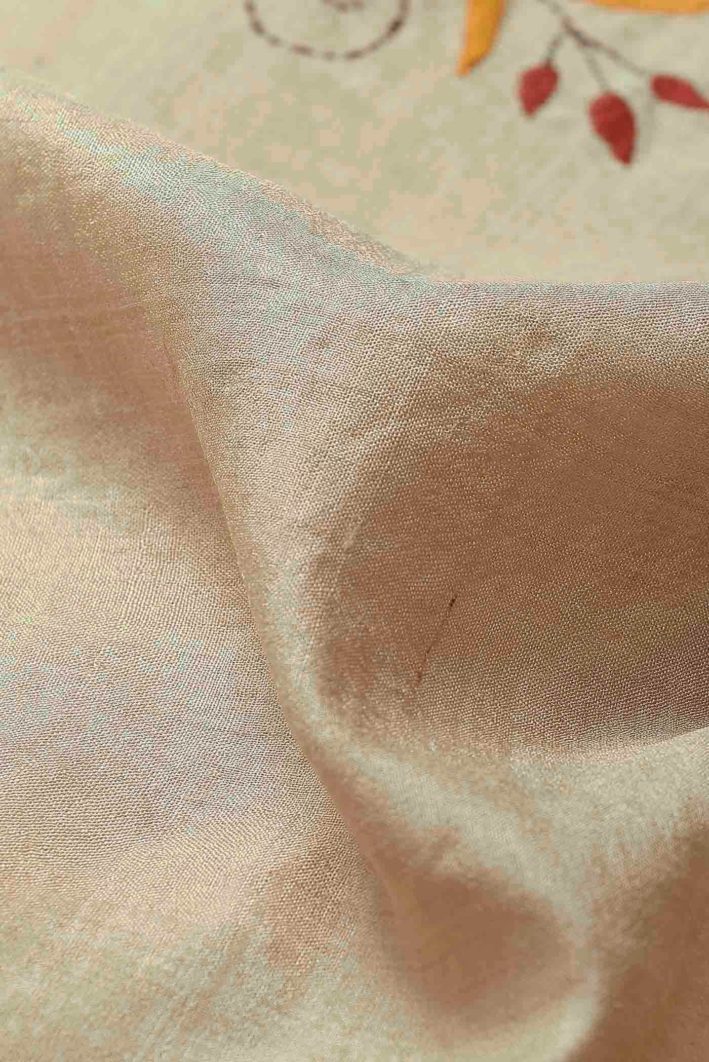 Beige Tussar Silk Saree
