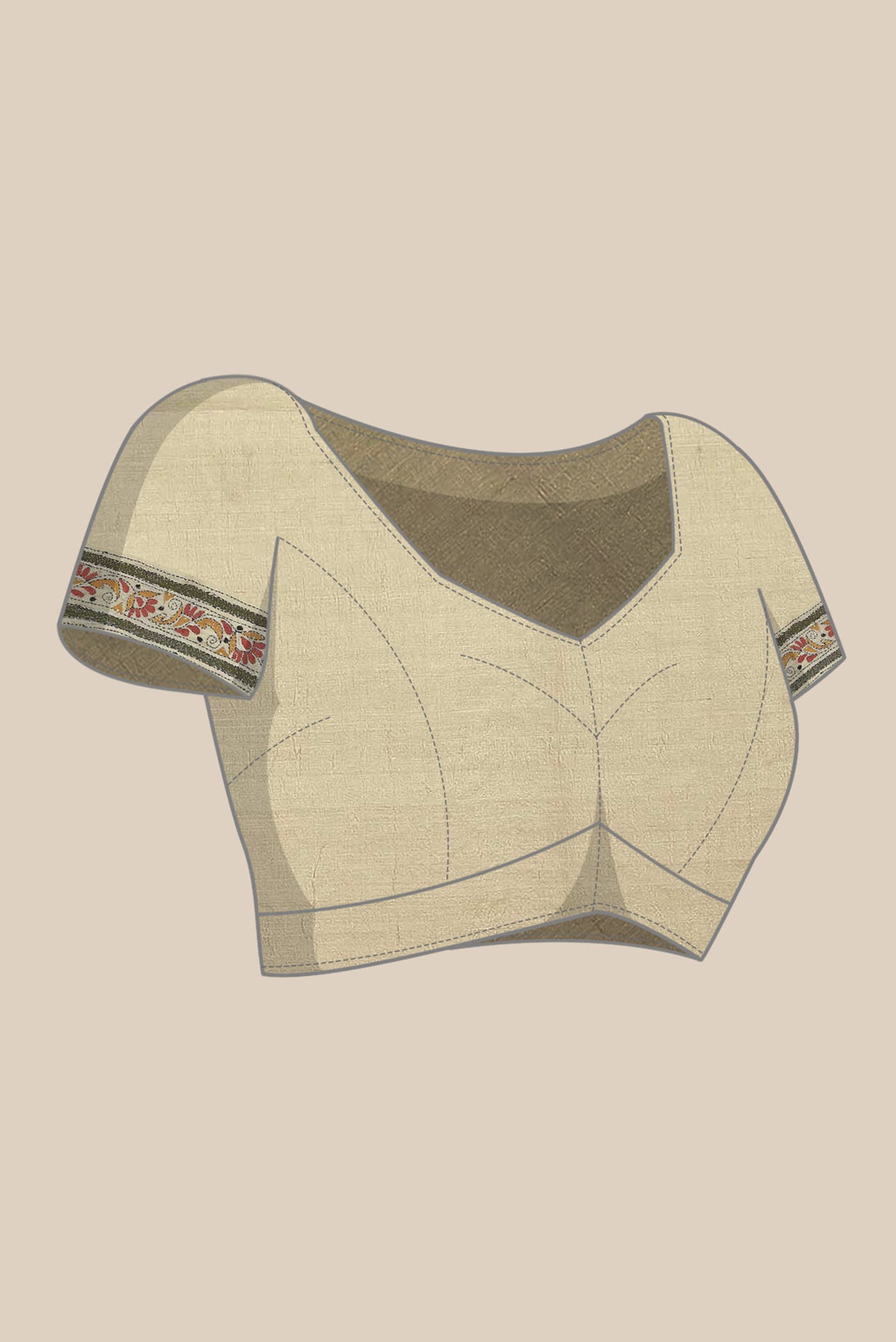 Beige Tussar Silk Saree
