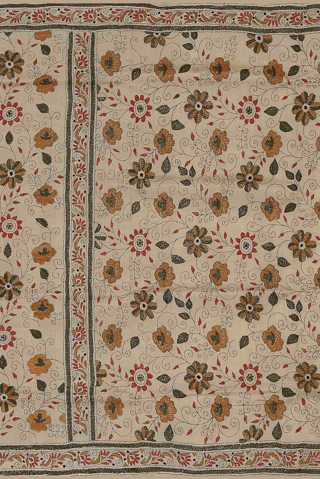 Beige Tussar Silk Saree