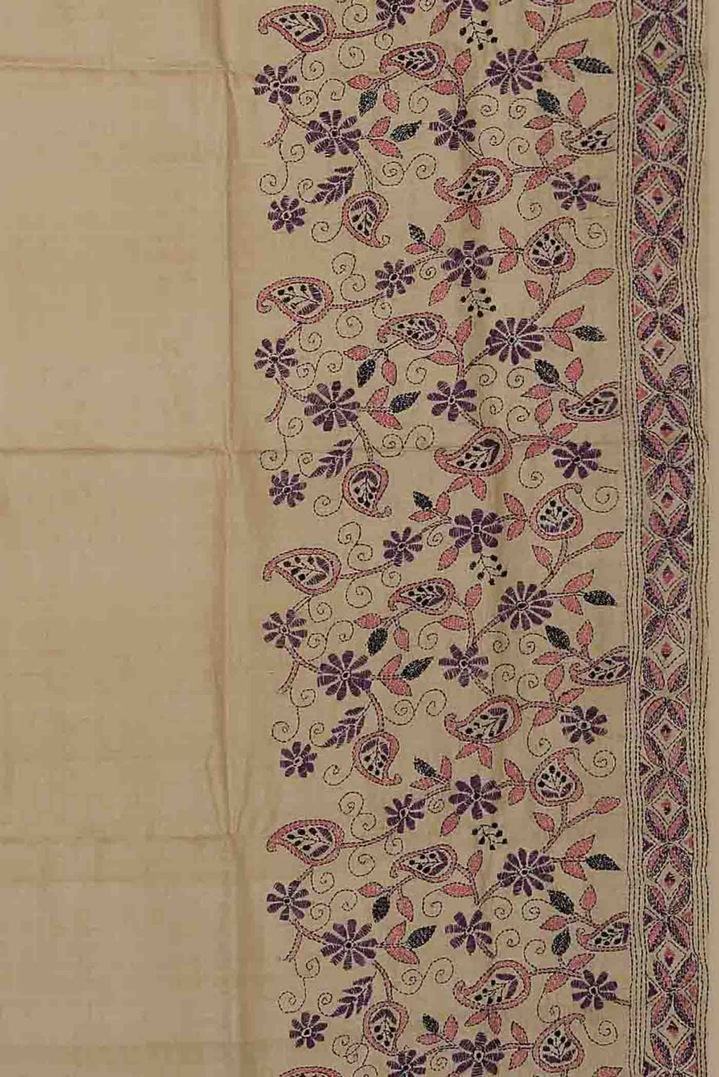 Beige Bhagalpuri Tussar Silk Saree