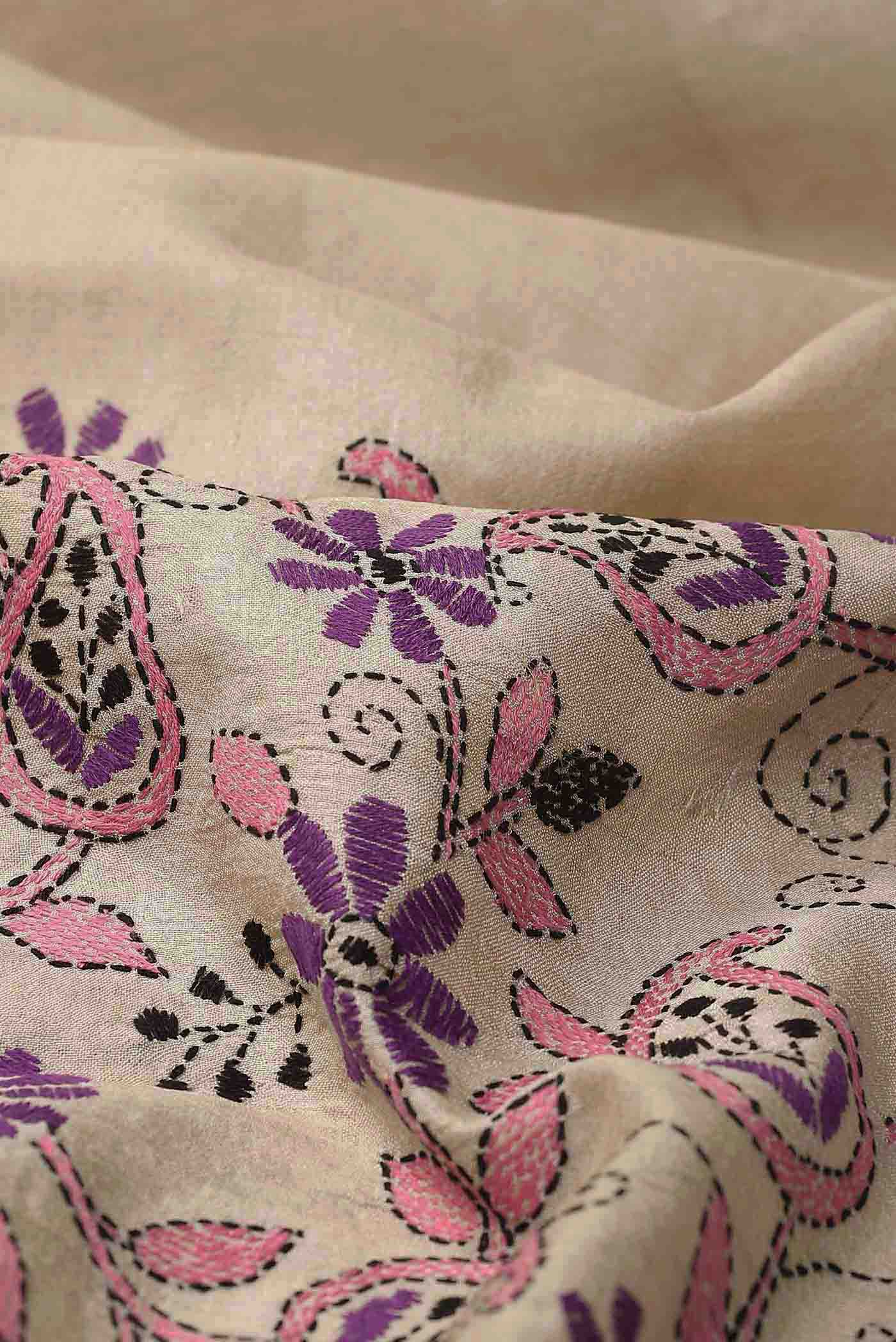 Beige Bhagalpuri Tussar Silk Saree