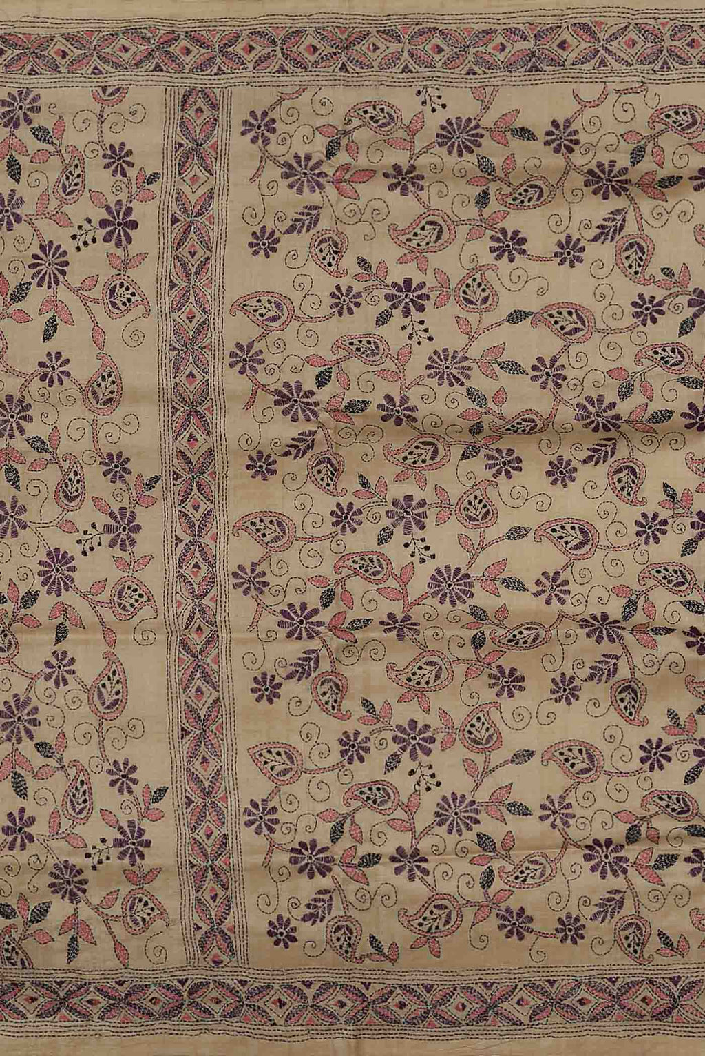 Beige Bhagalpuri Tussar Silk Saree