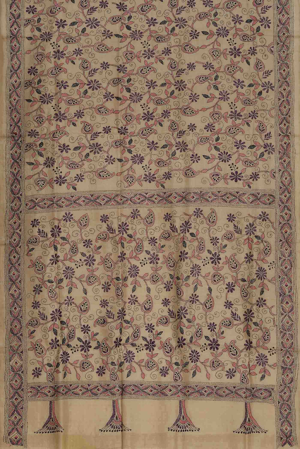 Beige Bhagalpuri Tussar Silk Saree