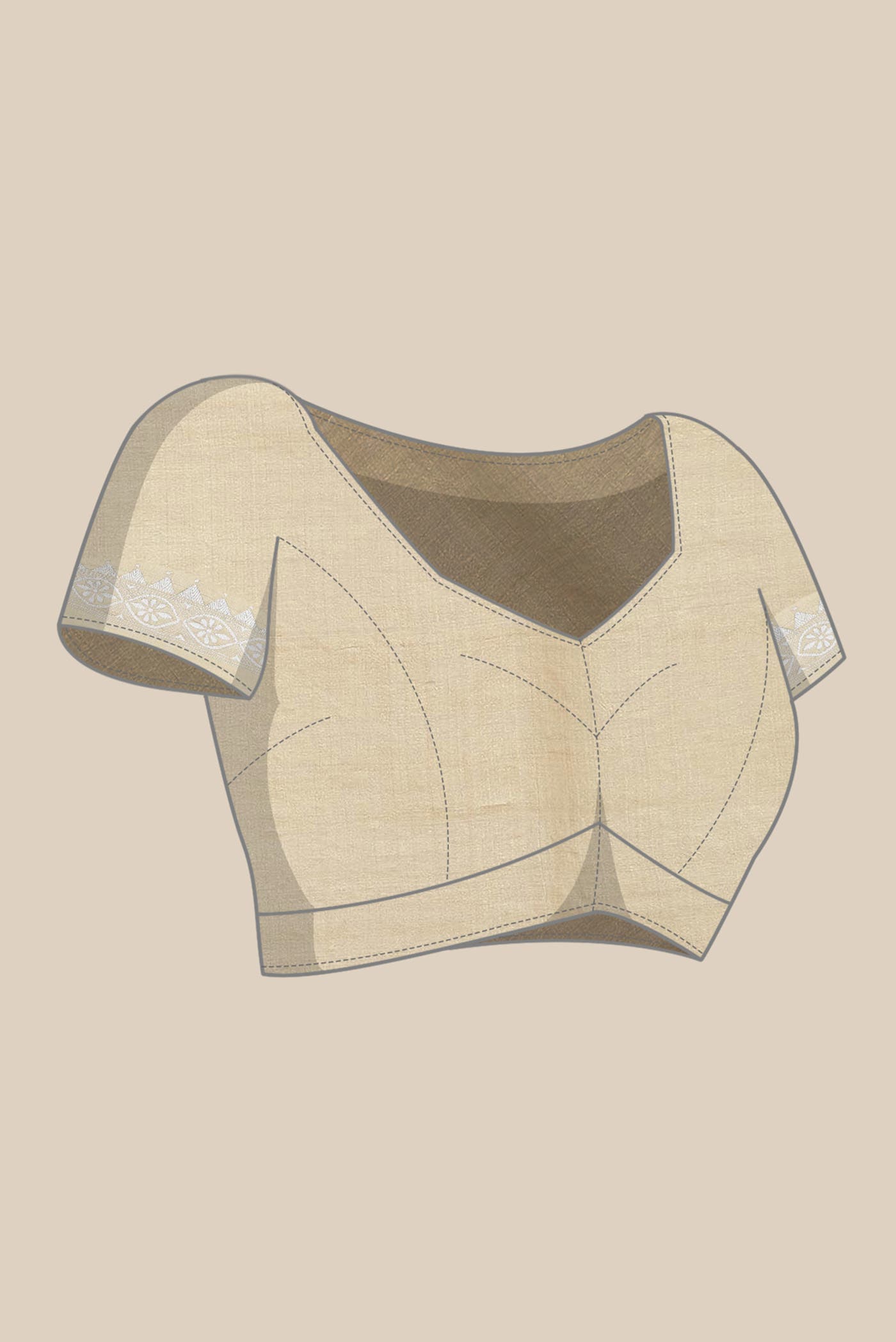 Beige Bhagalpuri Tussar Silk Saree