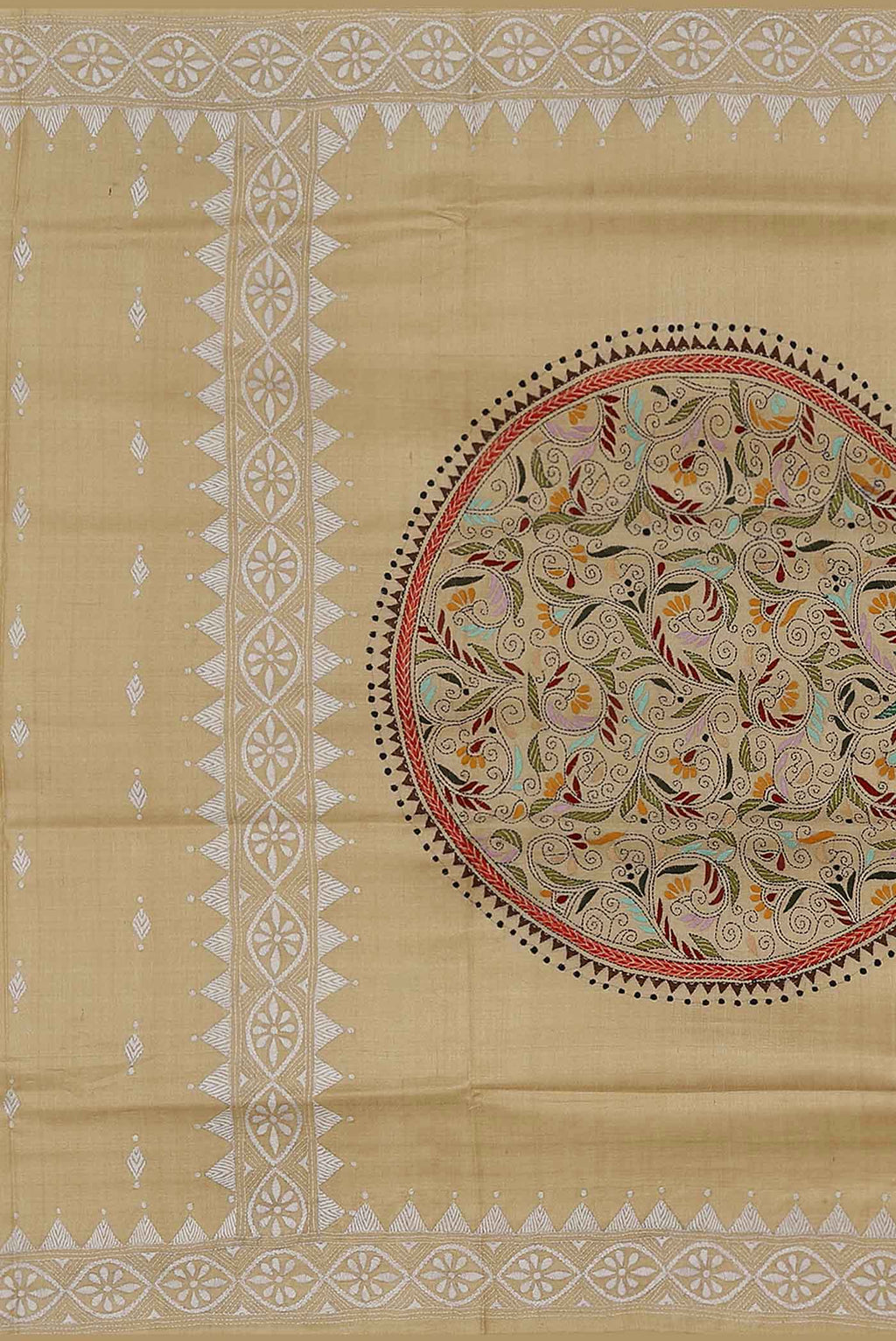Beige Bhagalpuri Tussar Silk Saree