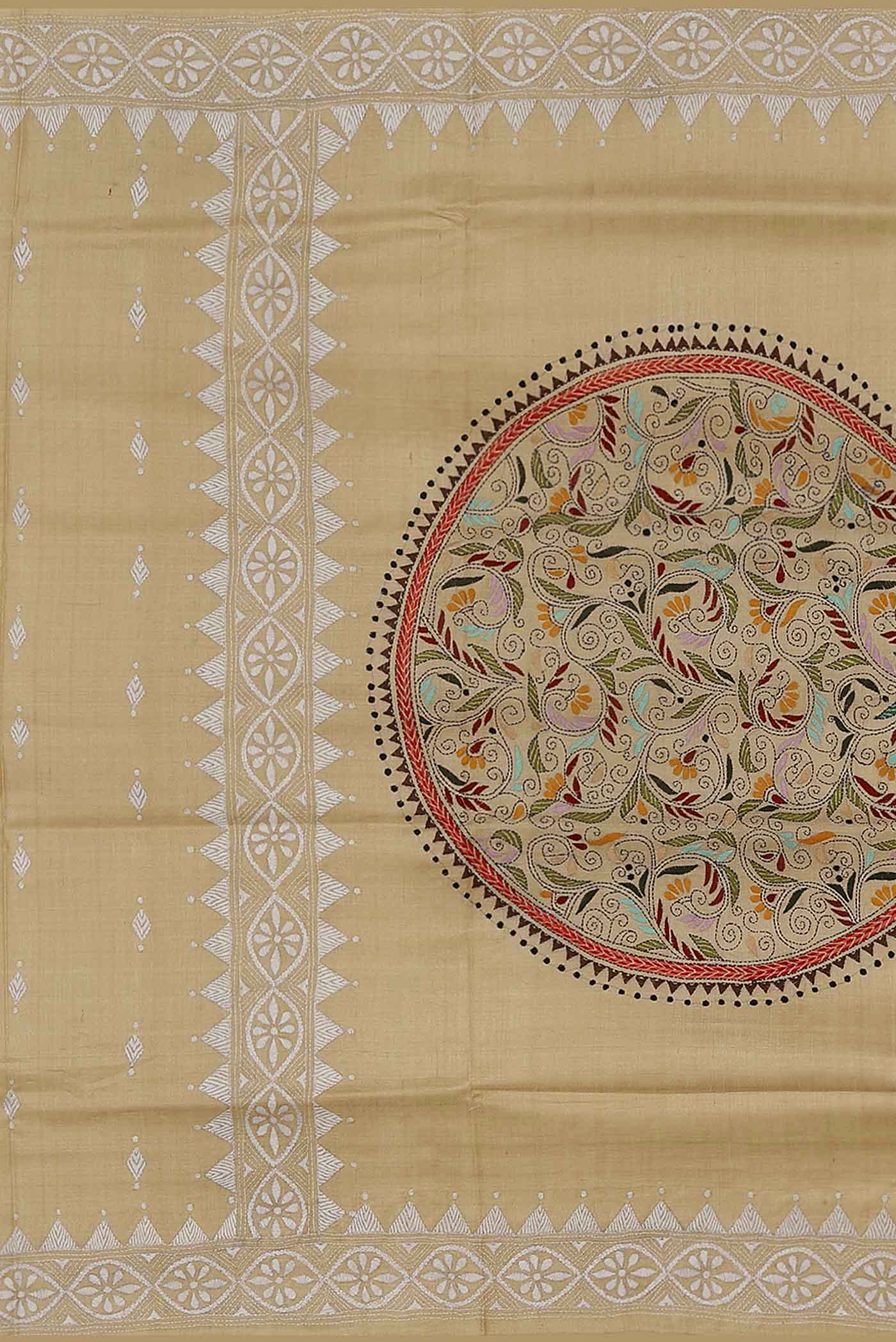 Beige Bhagalpuri Tussar Silk Saree