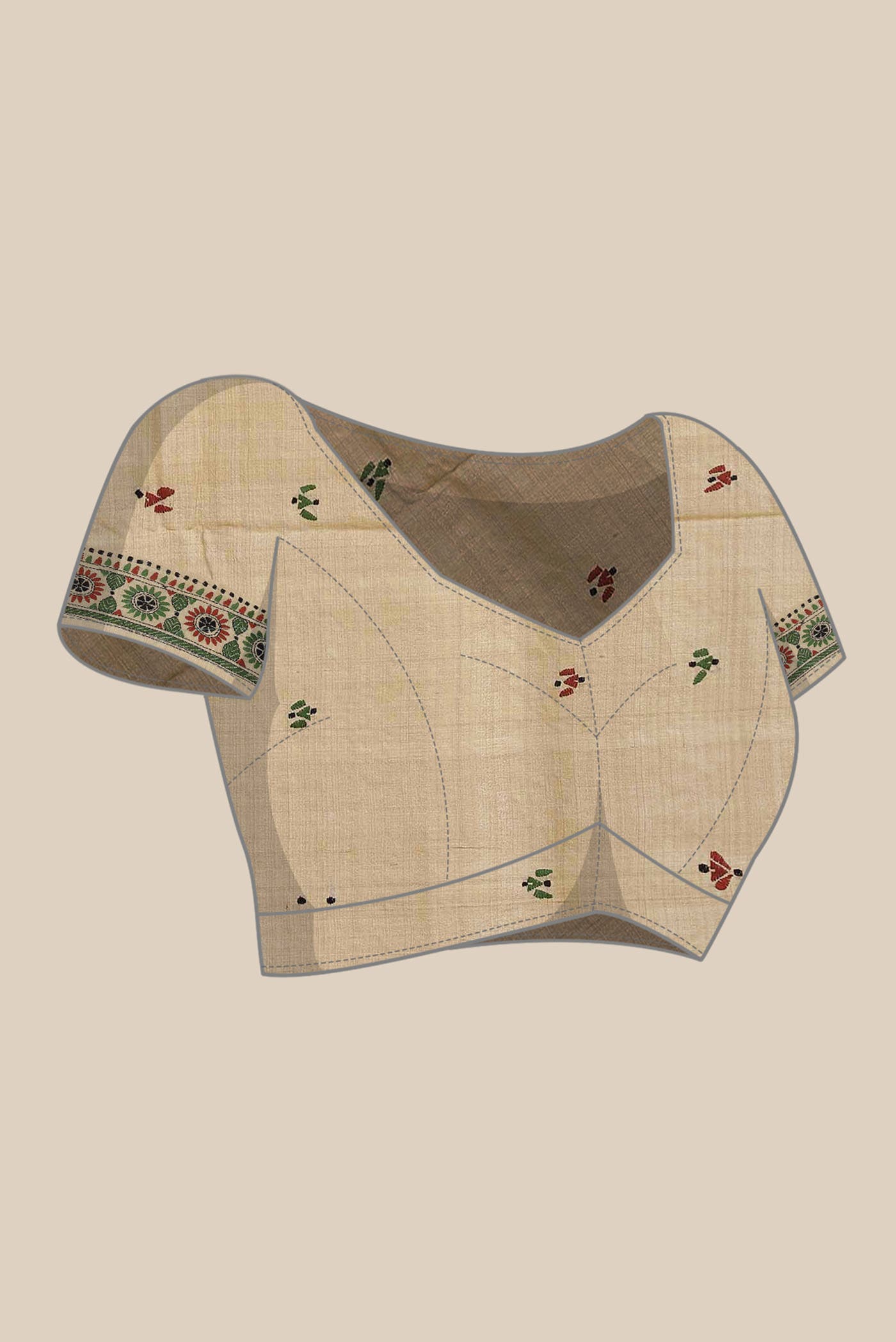 Beige Bhagalpuri Tussar Silk Saree