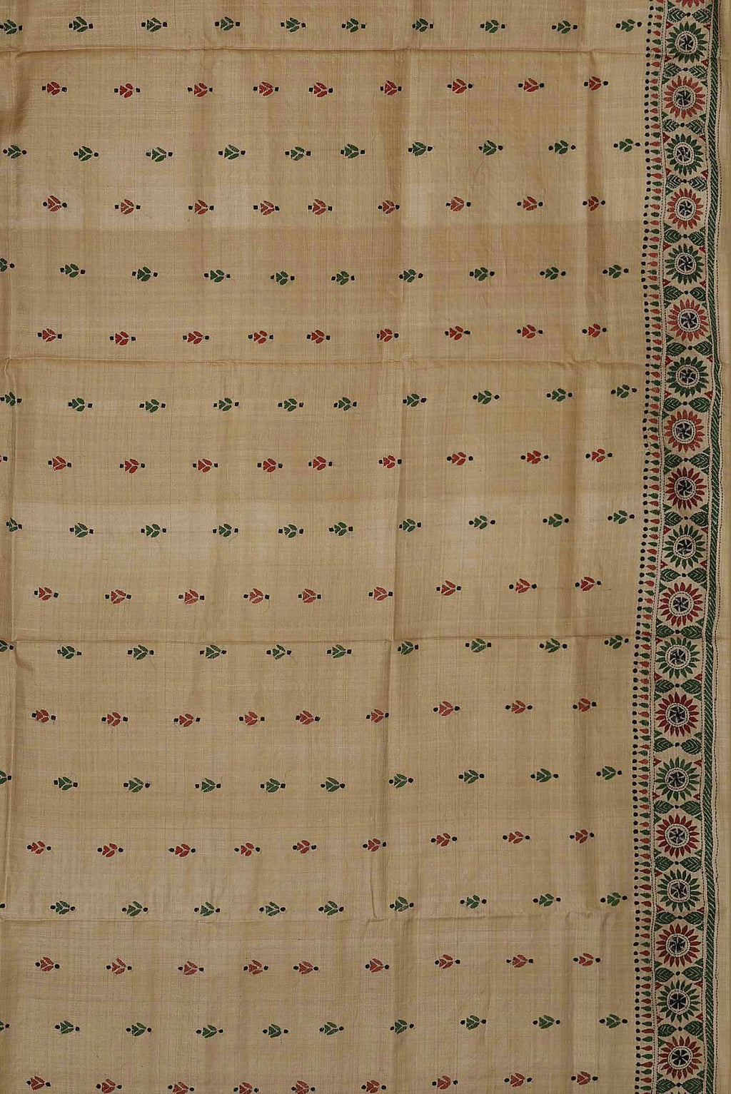 Beige Bhagalpuri Tussar Silk Saree