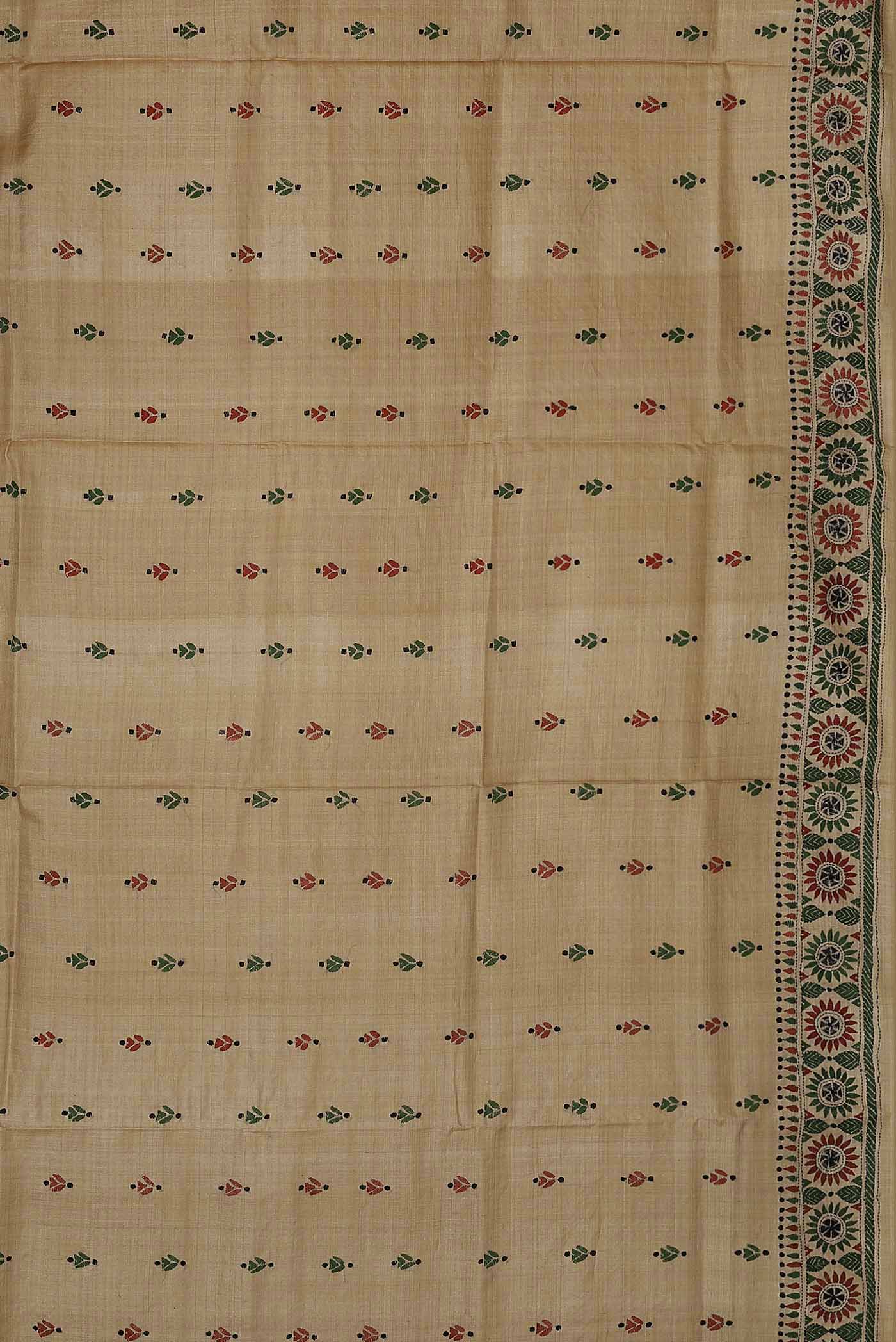 Beige Bhagalpuri Tussar Silk Saree