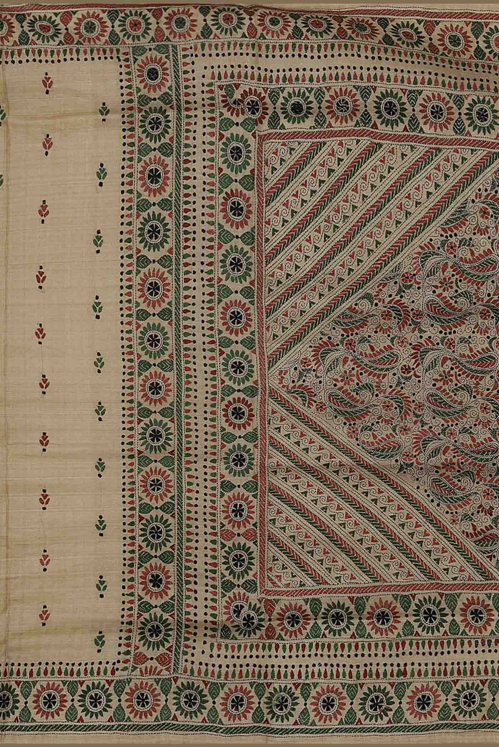 Beige Bhagalpuri Tussar Silk Saree