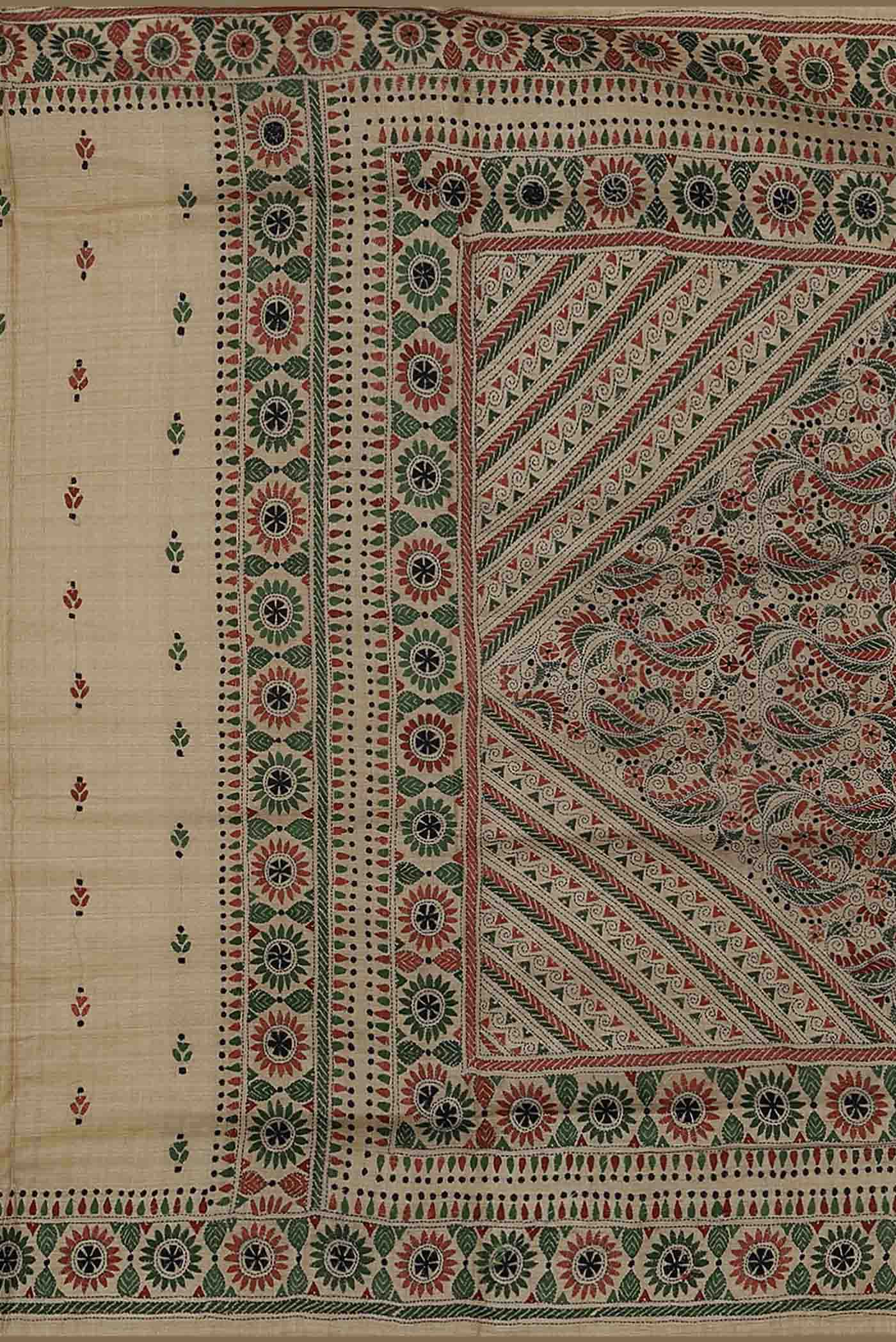 Beige Bhagalpuri Tussar Silk Saree